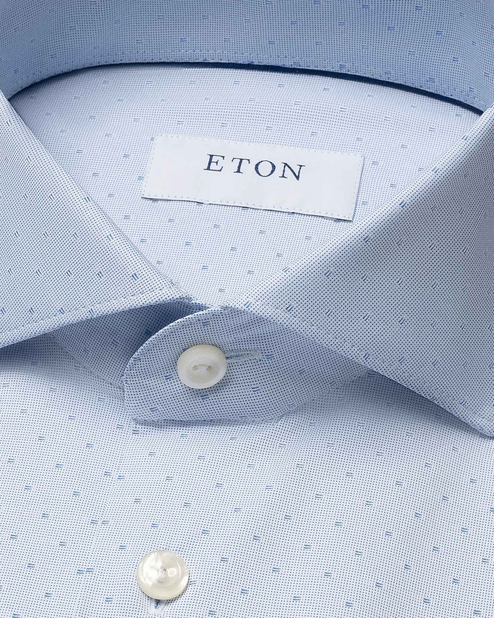 Eton - light blue pin dot four way strech shirt