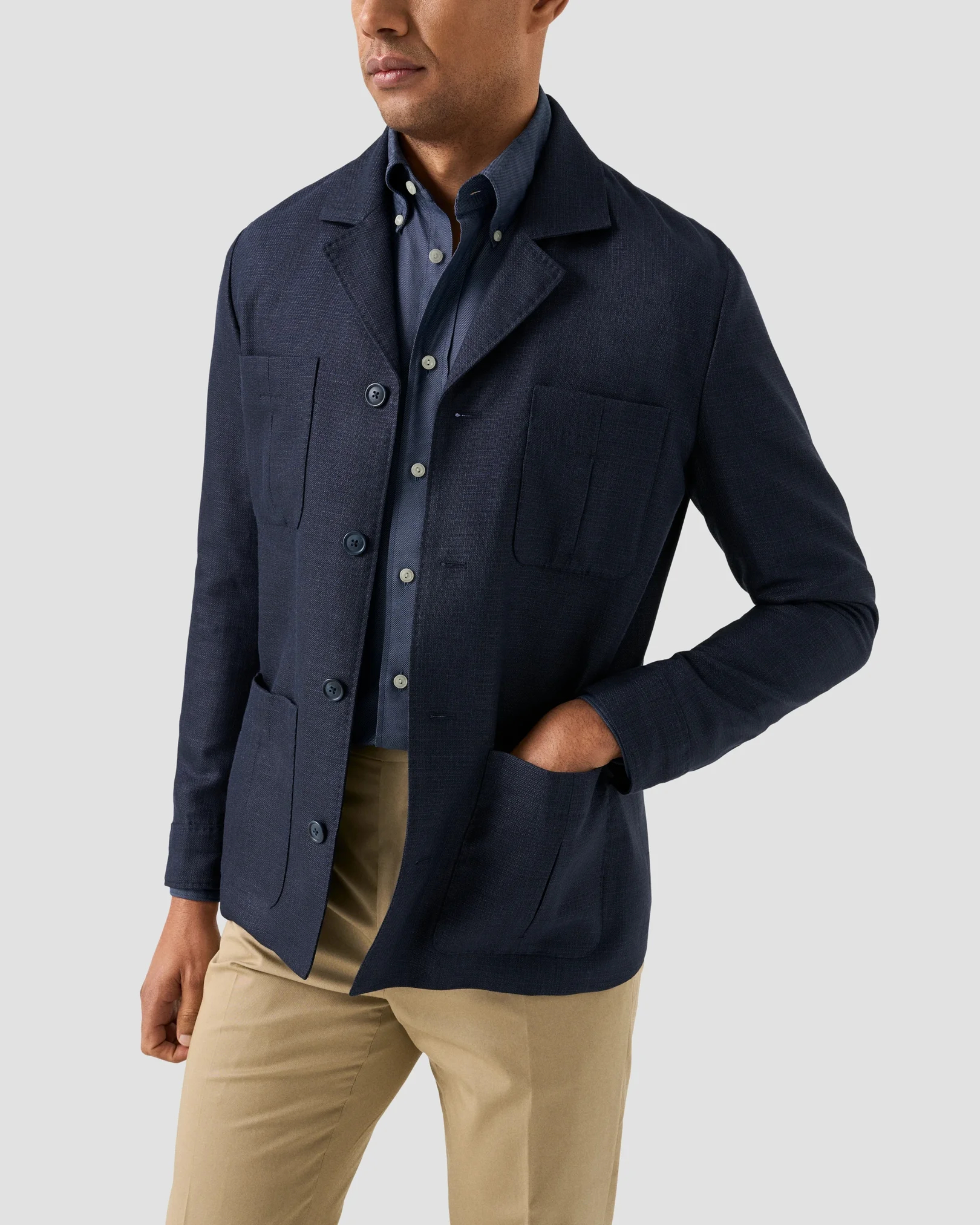 Eton - solid royal oxford shirt navy blue