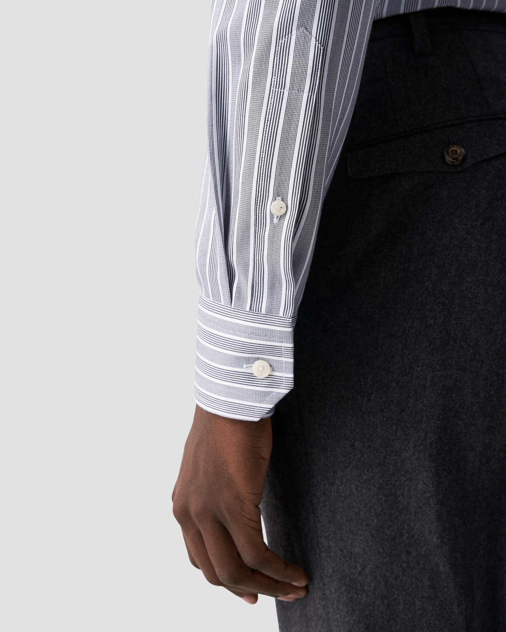 Eton - black cotton tencel twill shirt