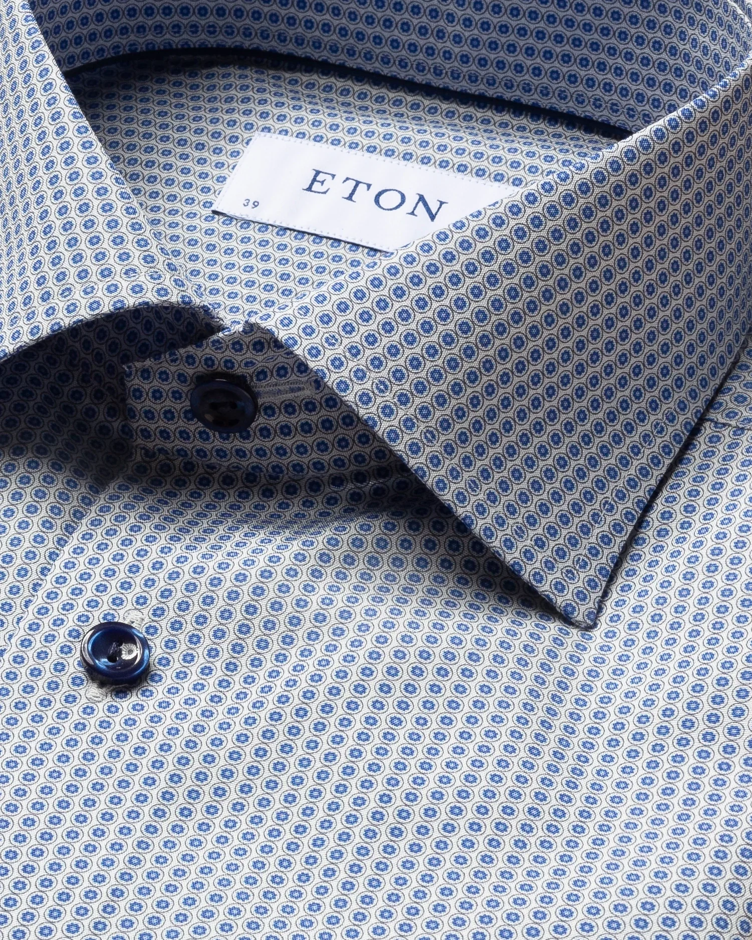 Eton - blue glass print poplin shirt