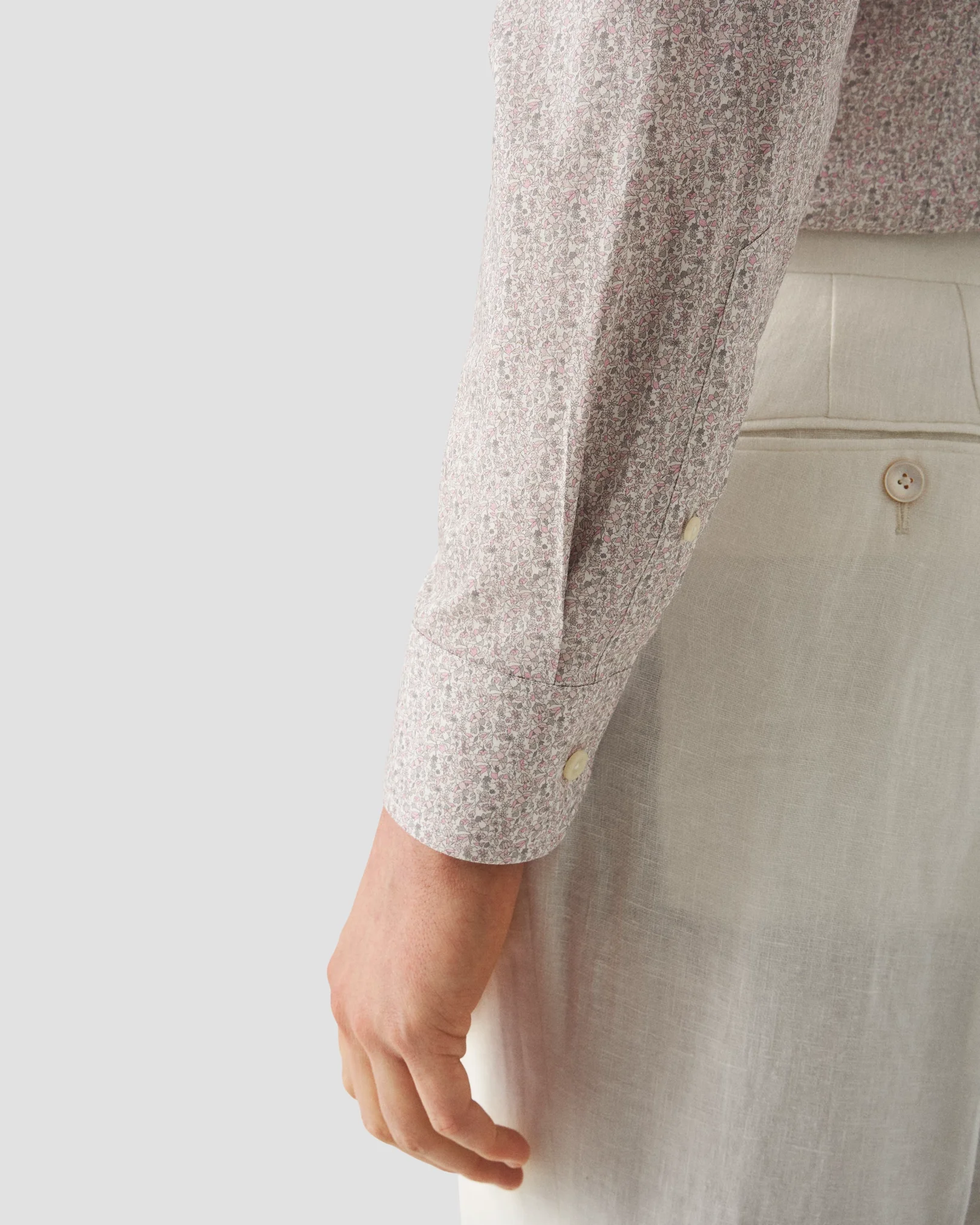 Eton - pink twill cutaway floral shirt