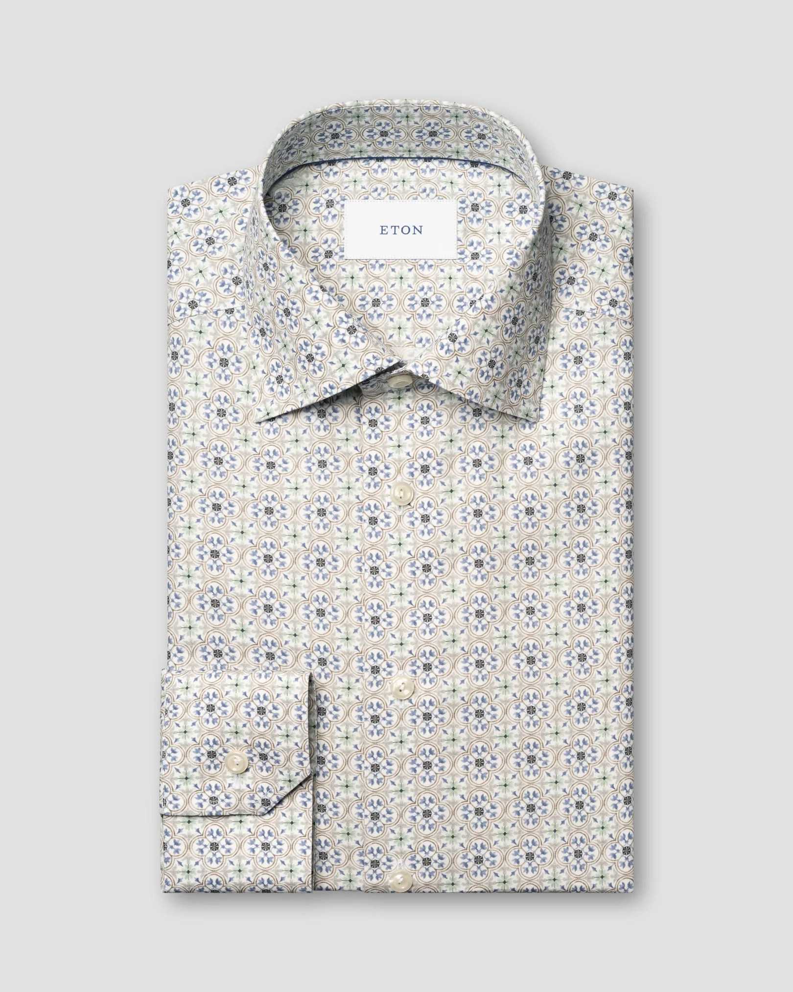 Eton - light blue motif cotton and tencel tm lyocell shirt