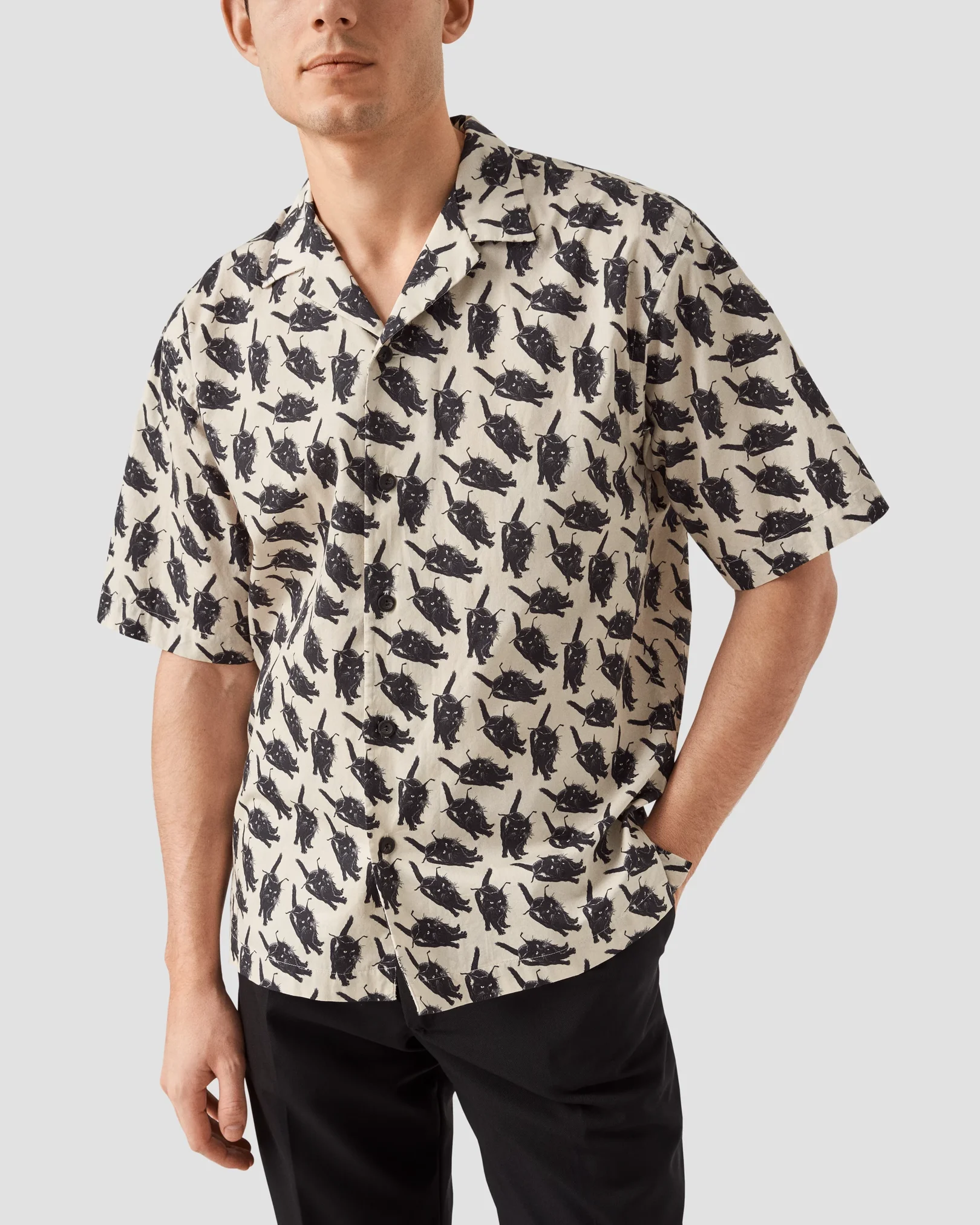 Eton - black cat resort shirt