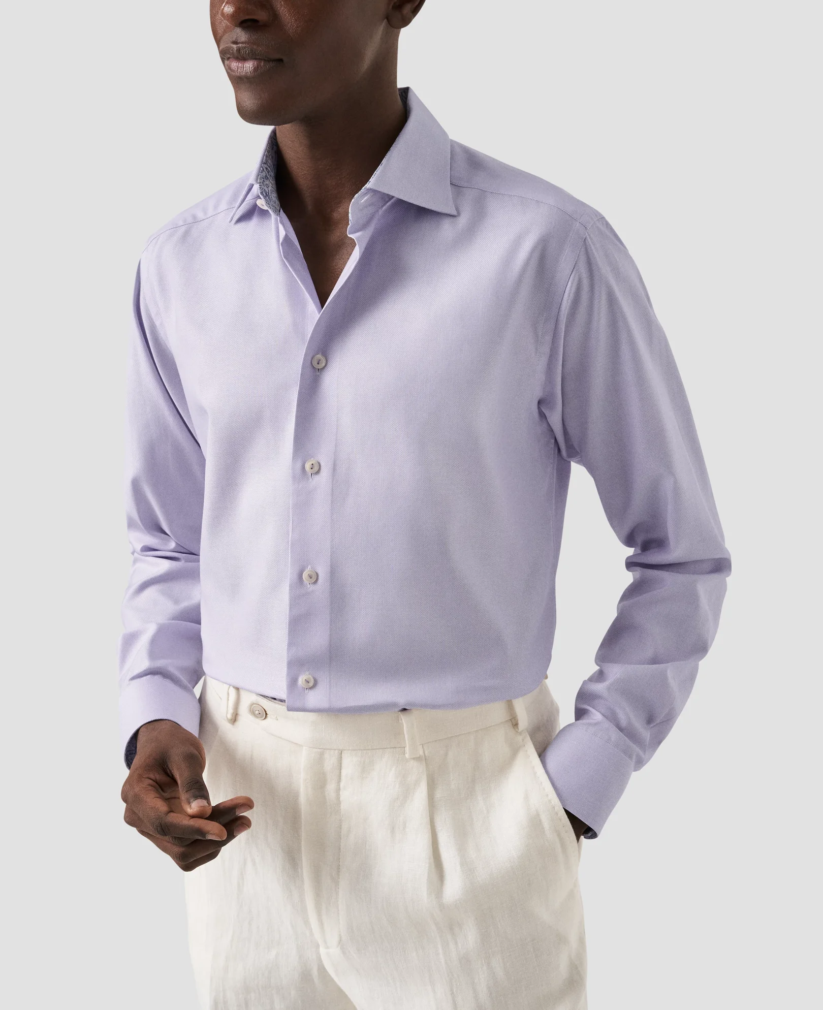 Eton - light purple cotton lyocell shirt