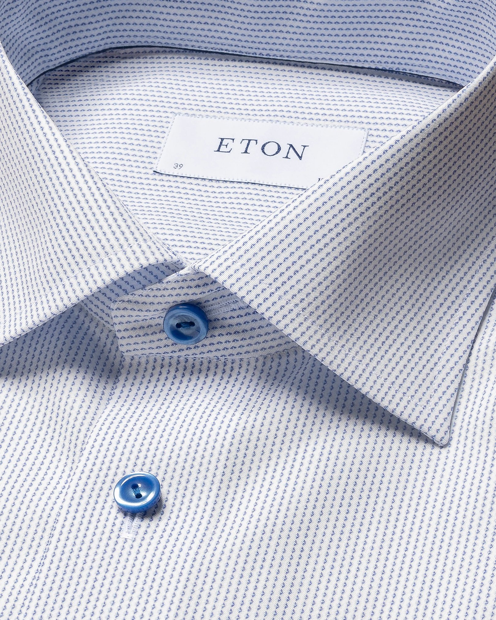 Eton - mid blue micro printed poplin