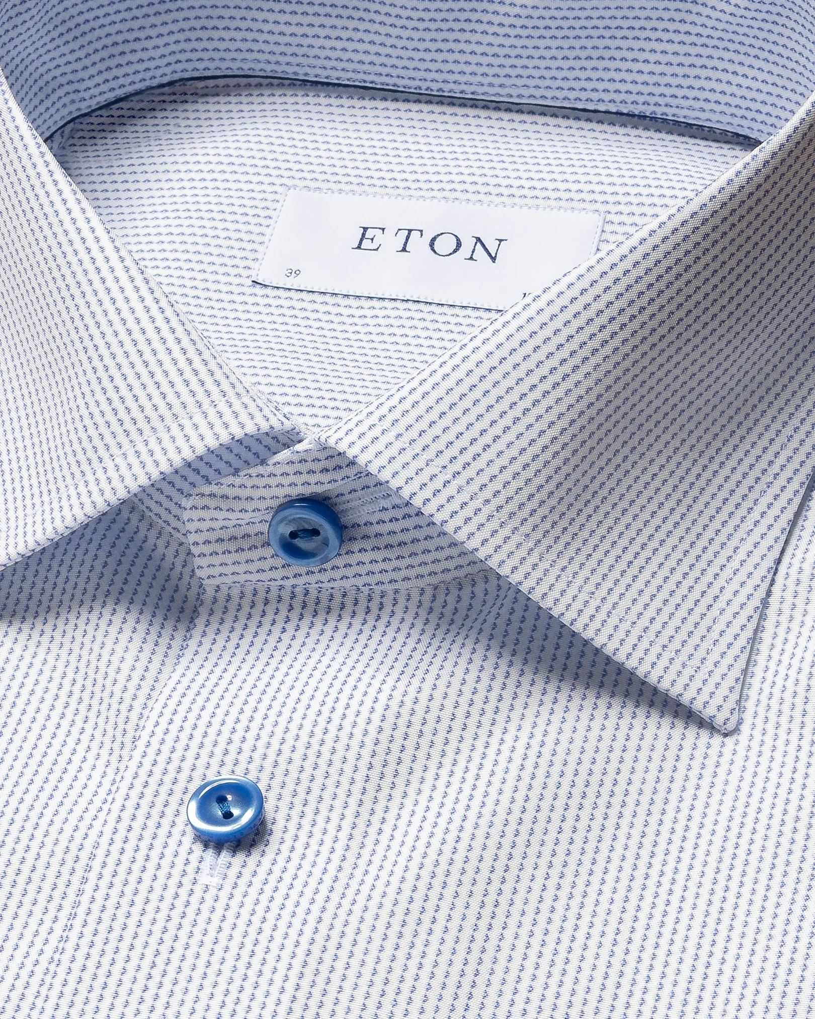 Eton - mid blue micro printed poplin