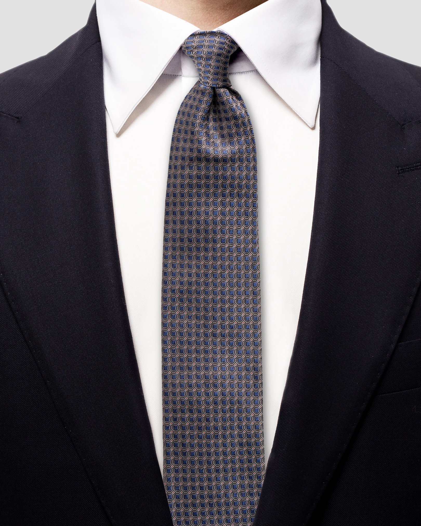 Eton - green geometric block silk tie