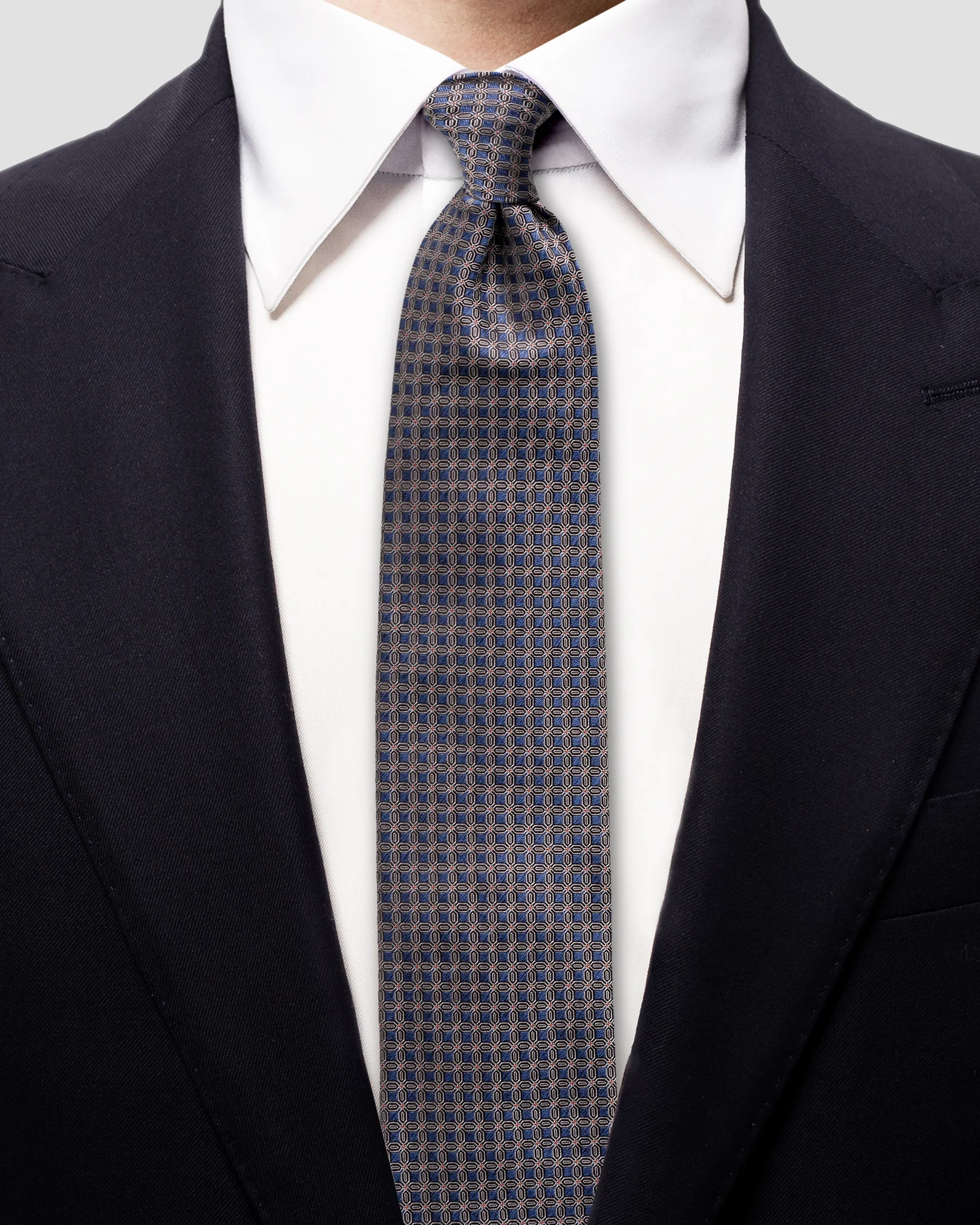 Eton - green geometric block silk tie