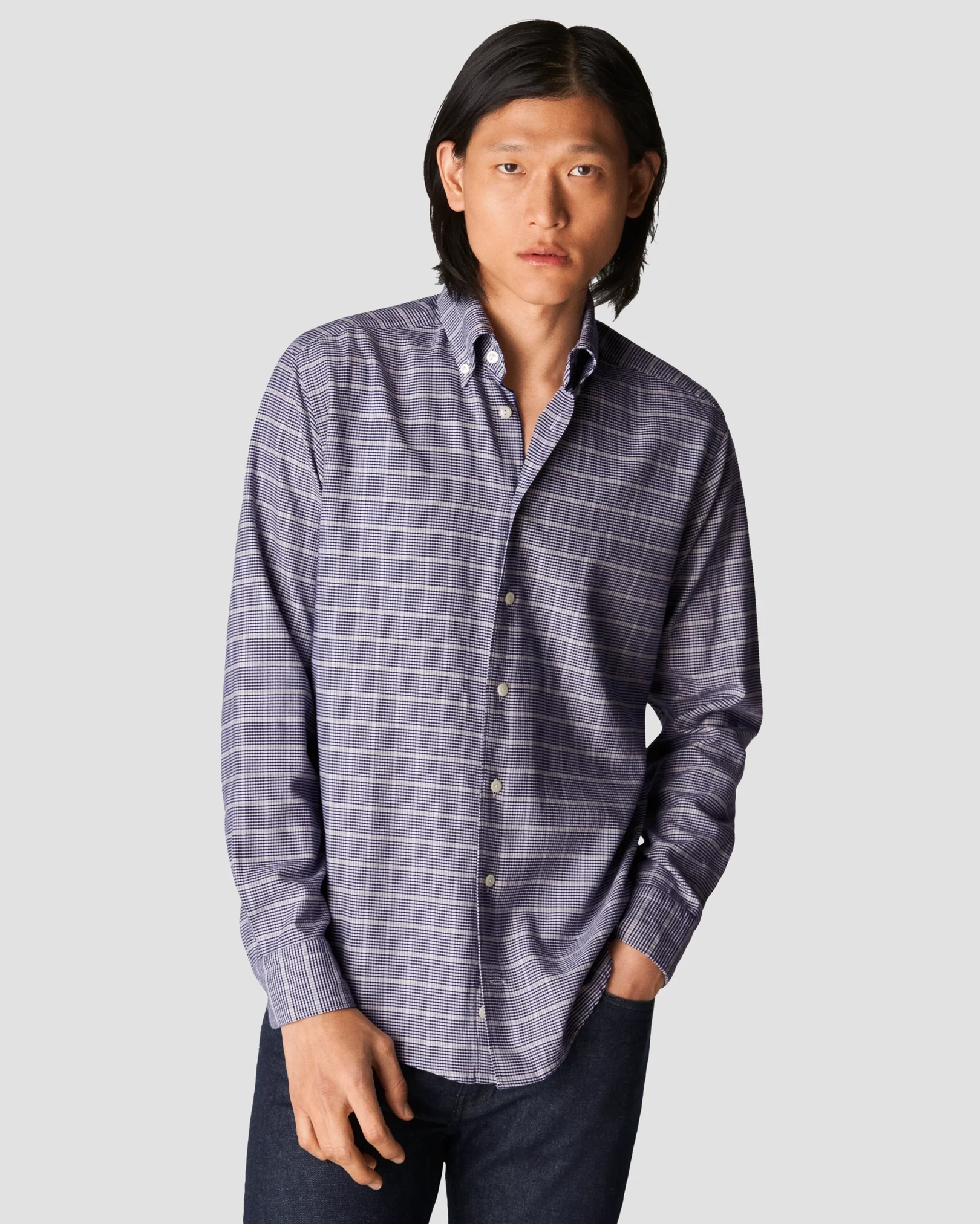 Eton - navy blue twill tencel flanne