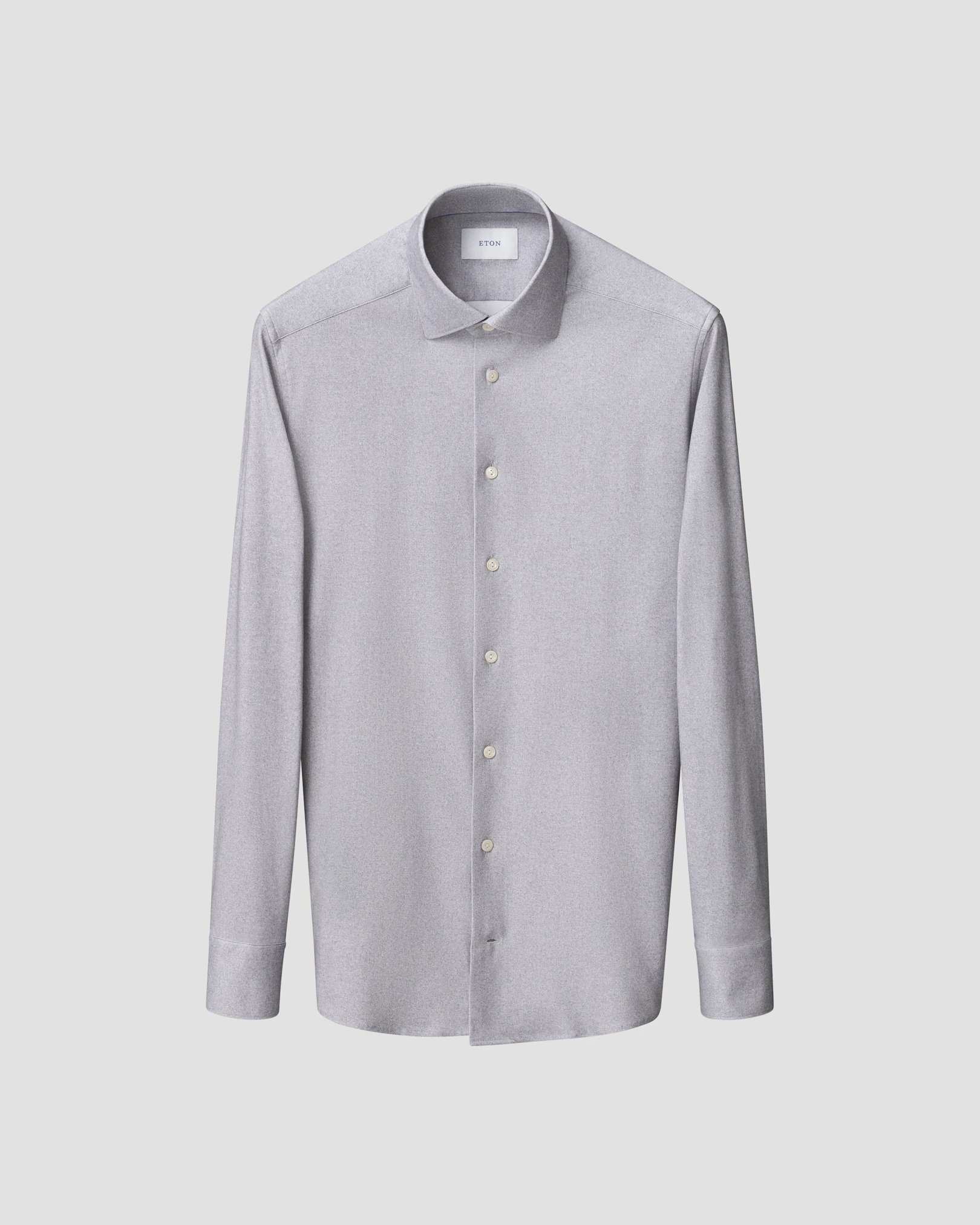 Eton - dark grey solid cotton four way stretch shirt