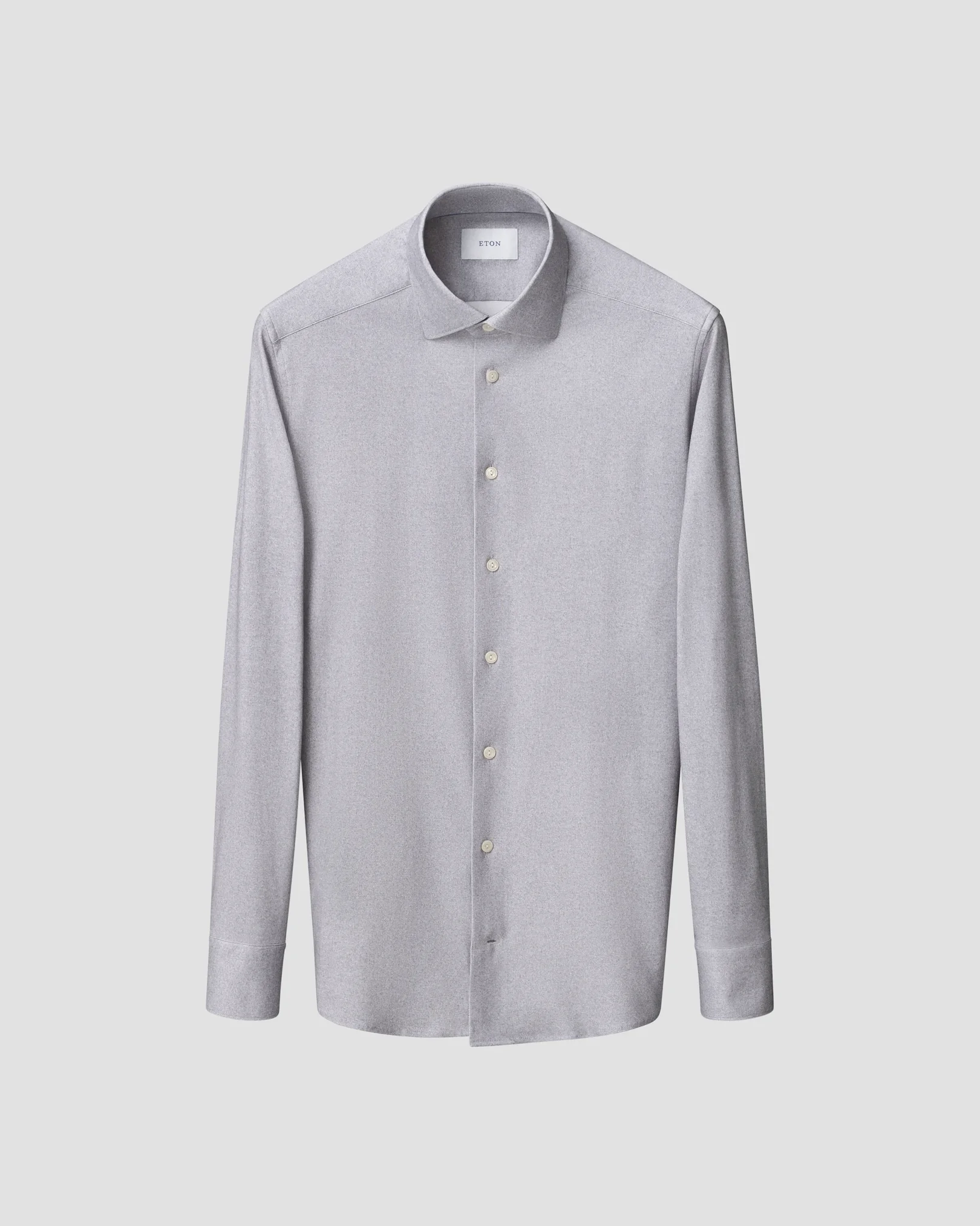 Eton - dark grey solid cotton four way stretch shirt