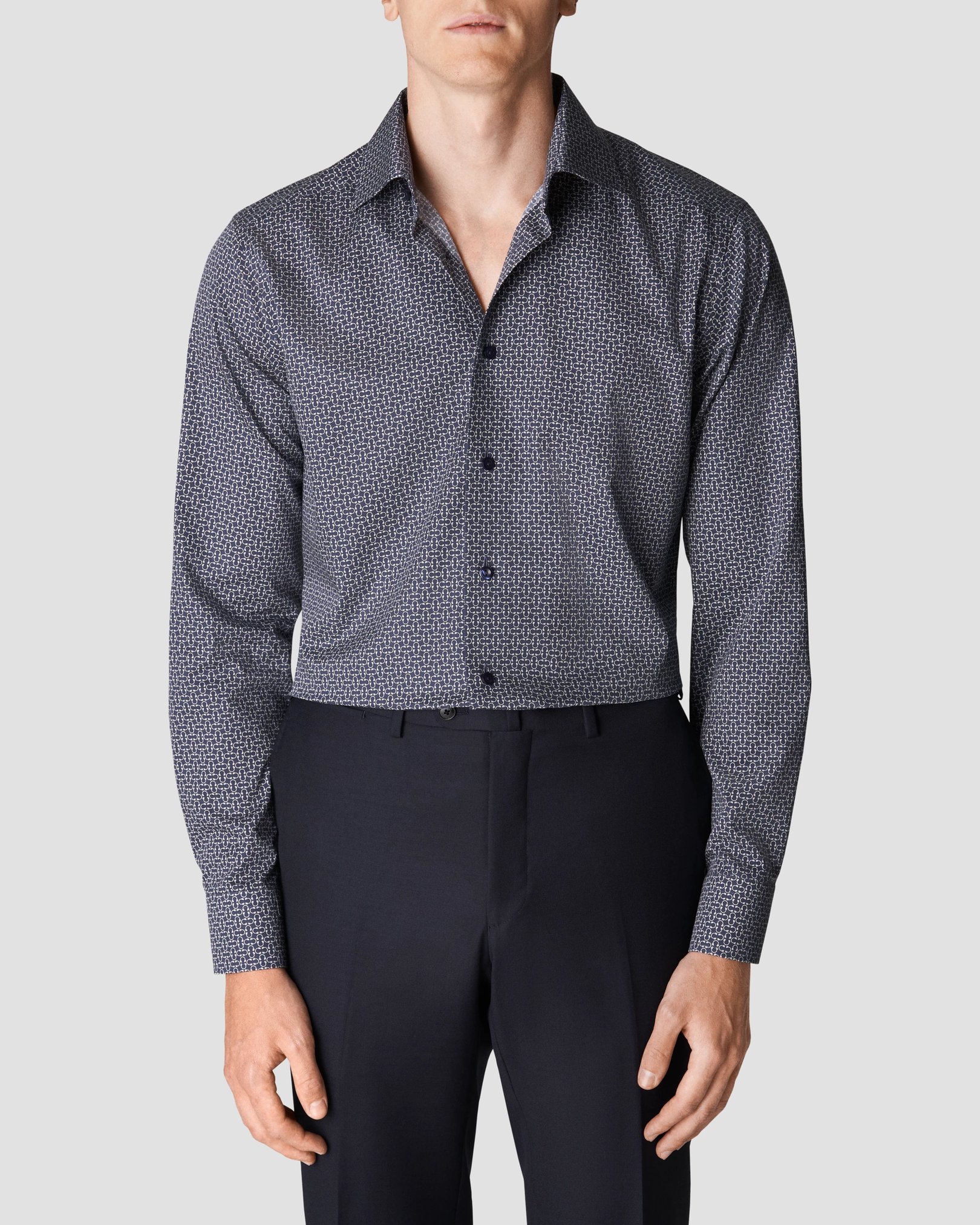 Eton - navy blue signature twill print