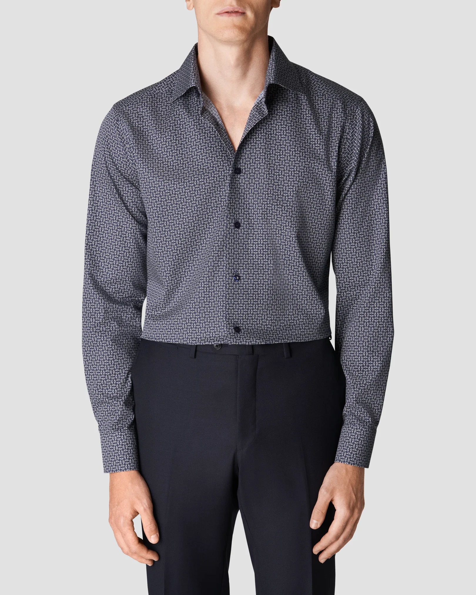 Eton - navy blue signature twill print