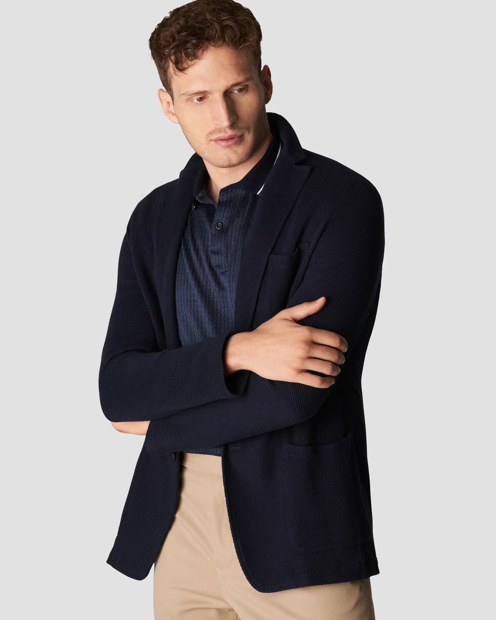 Eton - navy blue jacquard knit