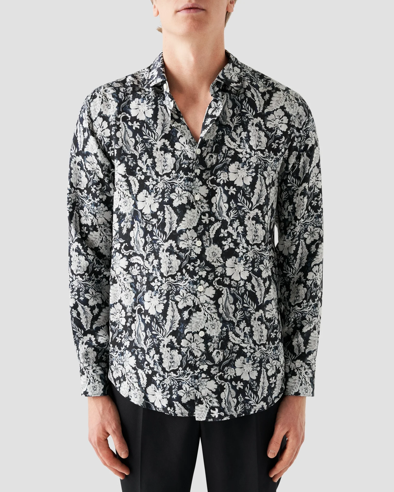 Eton - dark blue floral silk shirt