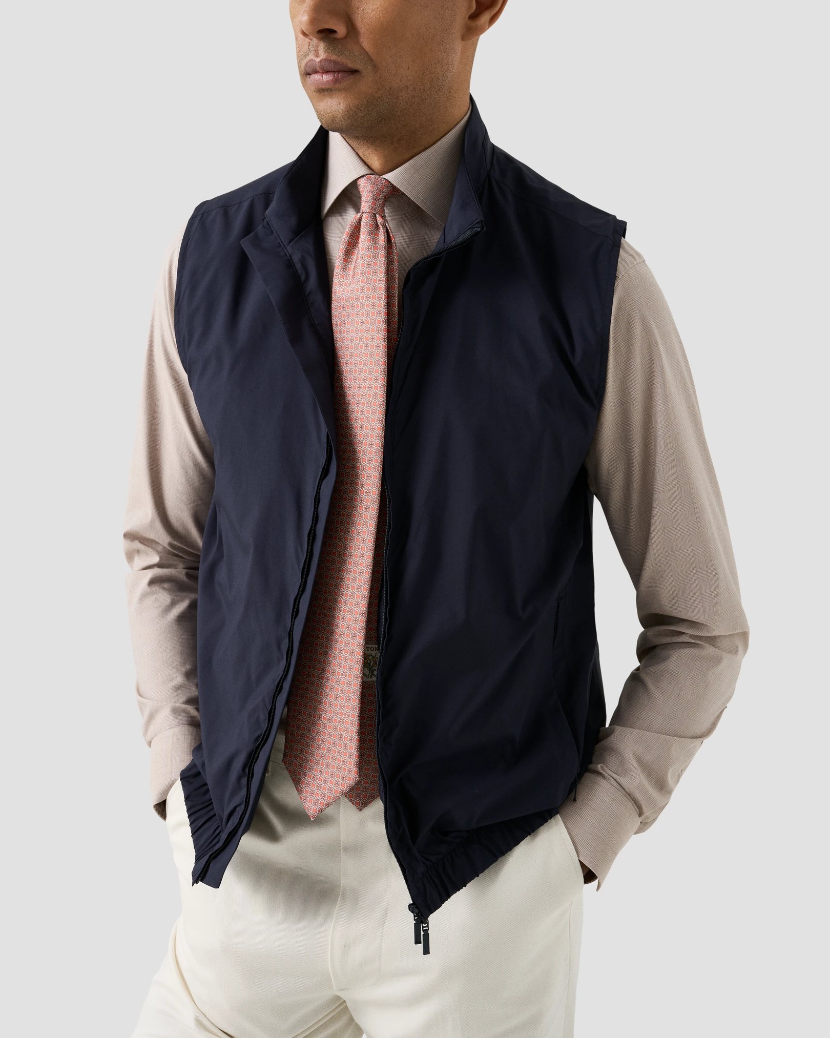 Eton - beige check fine twillshirt