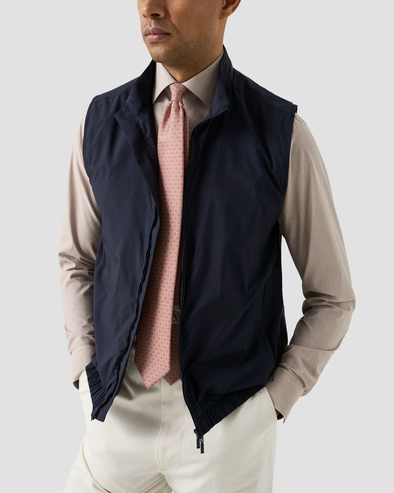 Eton - beige check fine twillshirt