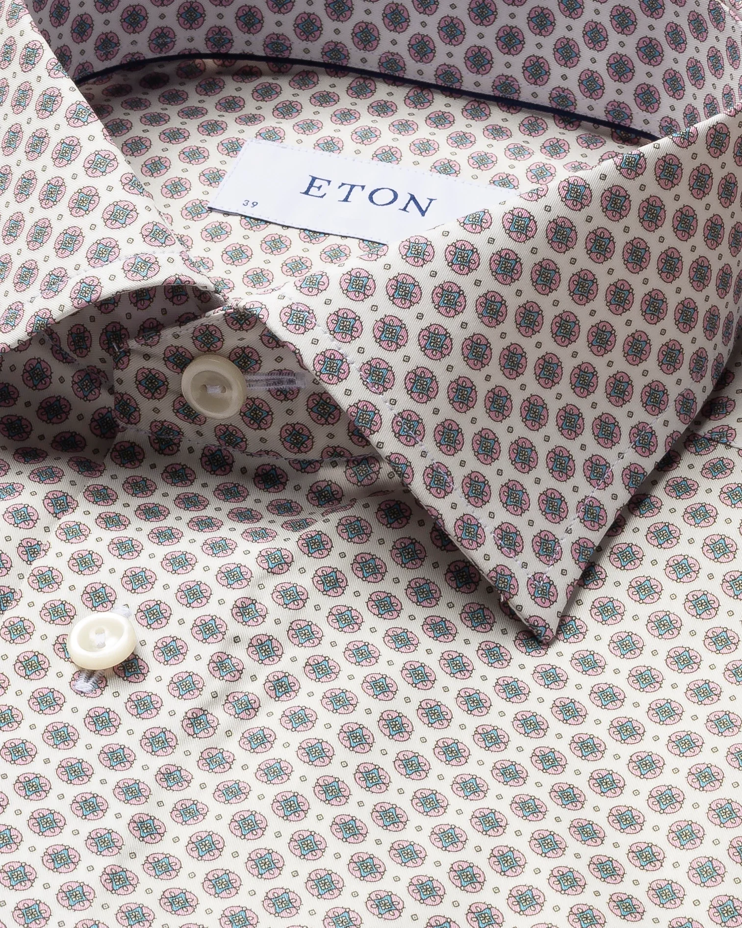Eton - pink medallion print fine twill shirt