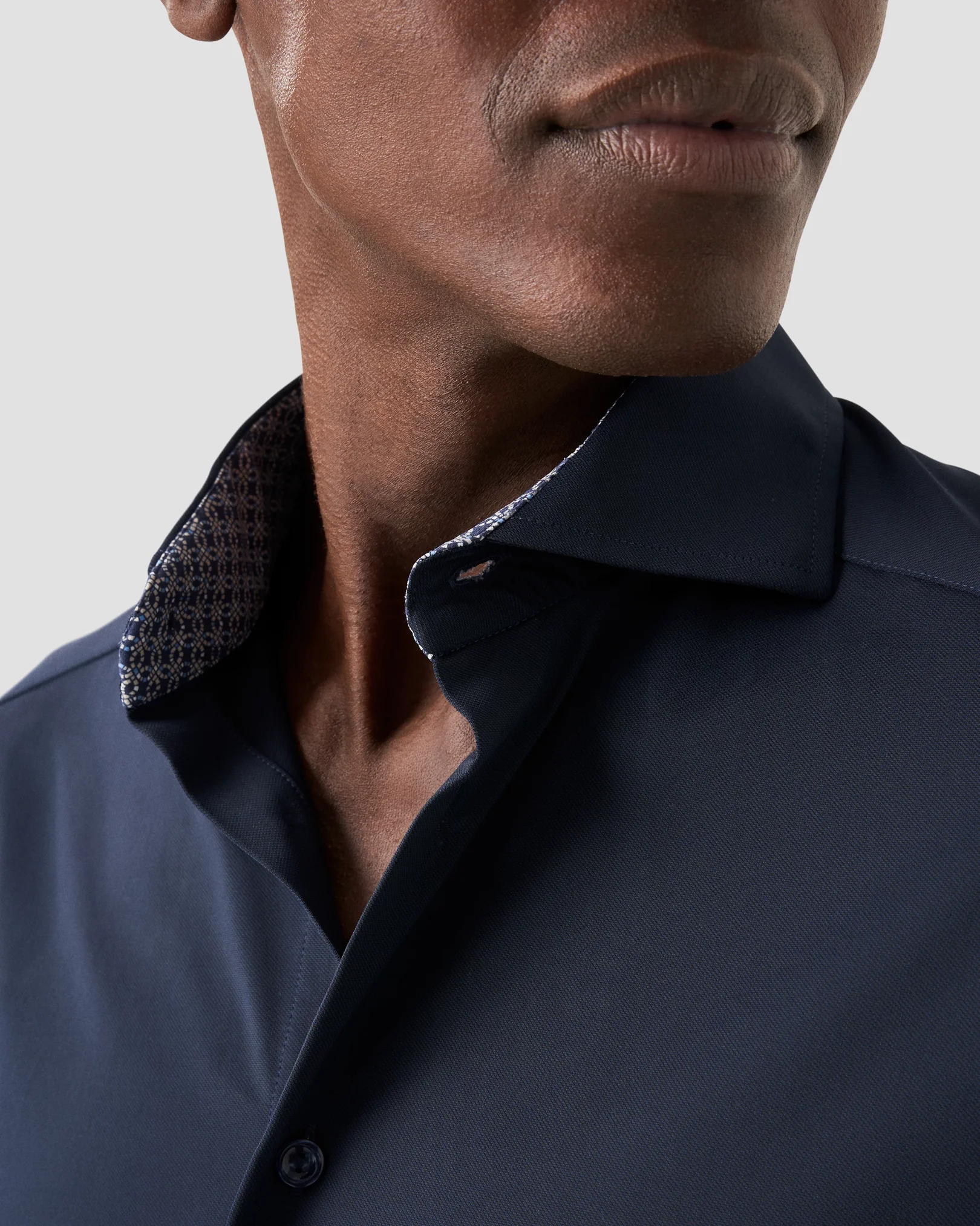 Eton - navy blue four way stretch shirt