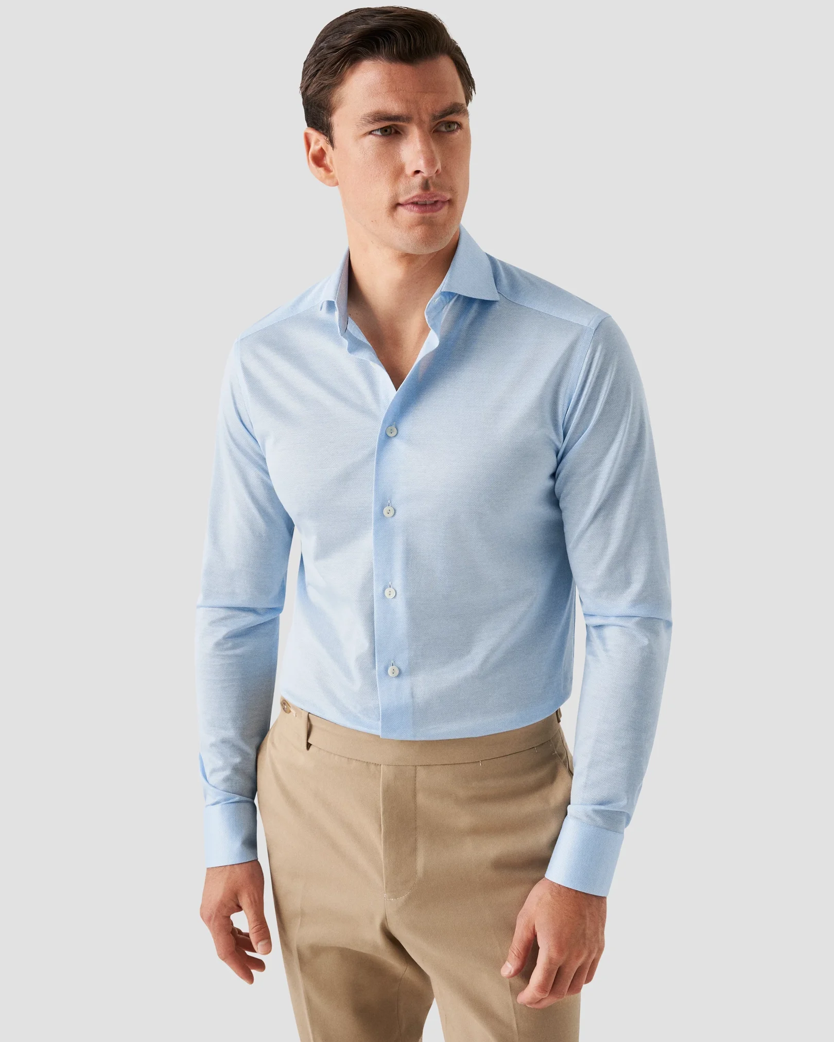 Eton - solid light blue knit king