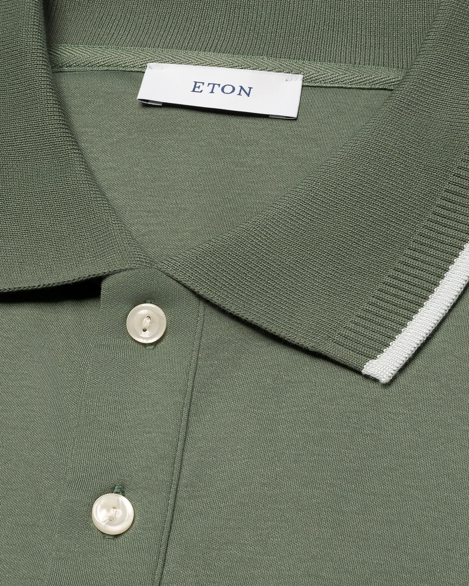Eton - dark green cotton interlock polo shirt