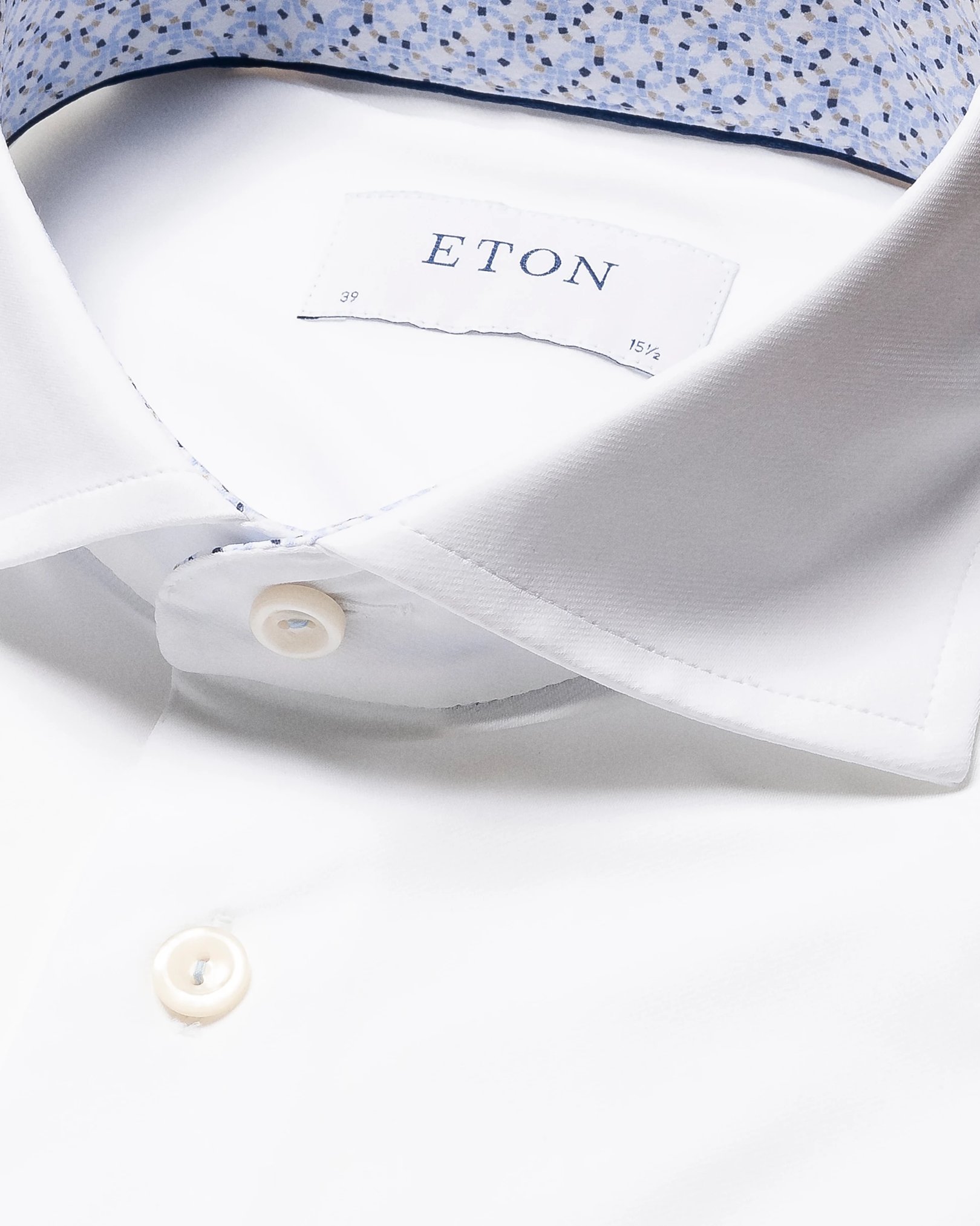 Eton - white four way stretch contrast collar