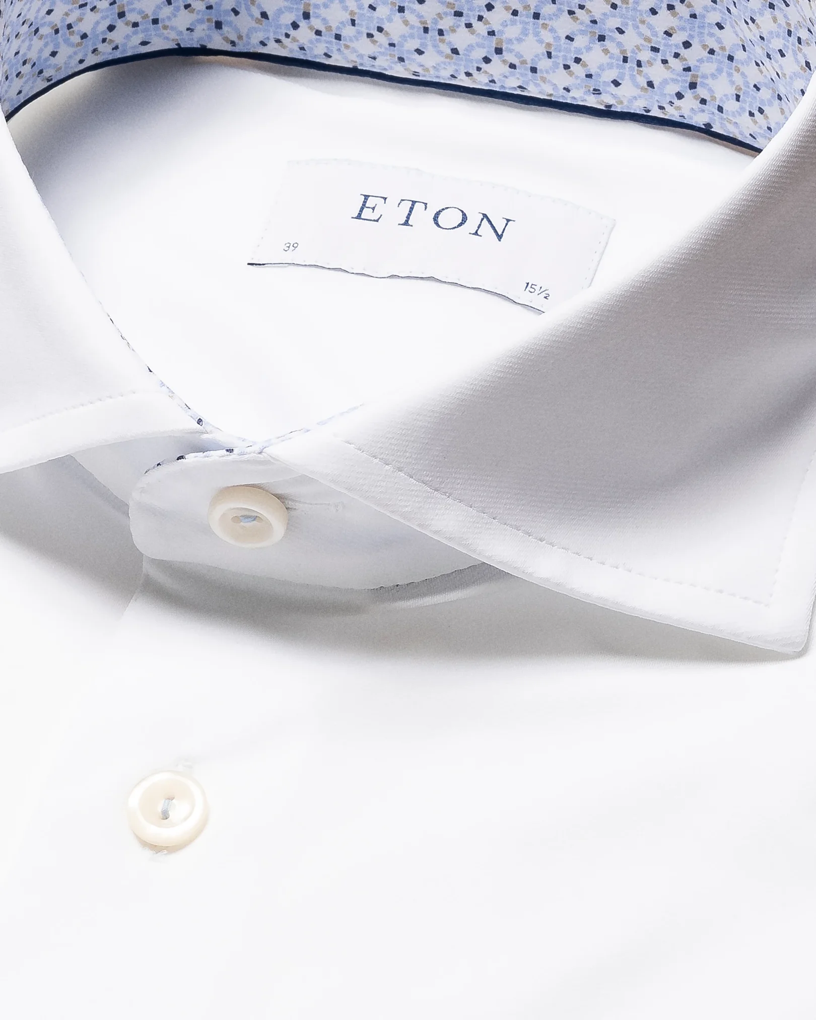 Eton - white four way stretch contrast collar