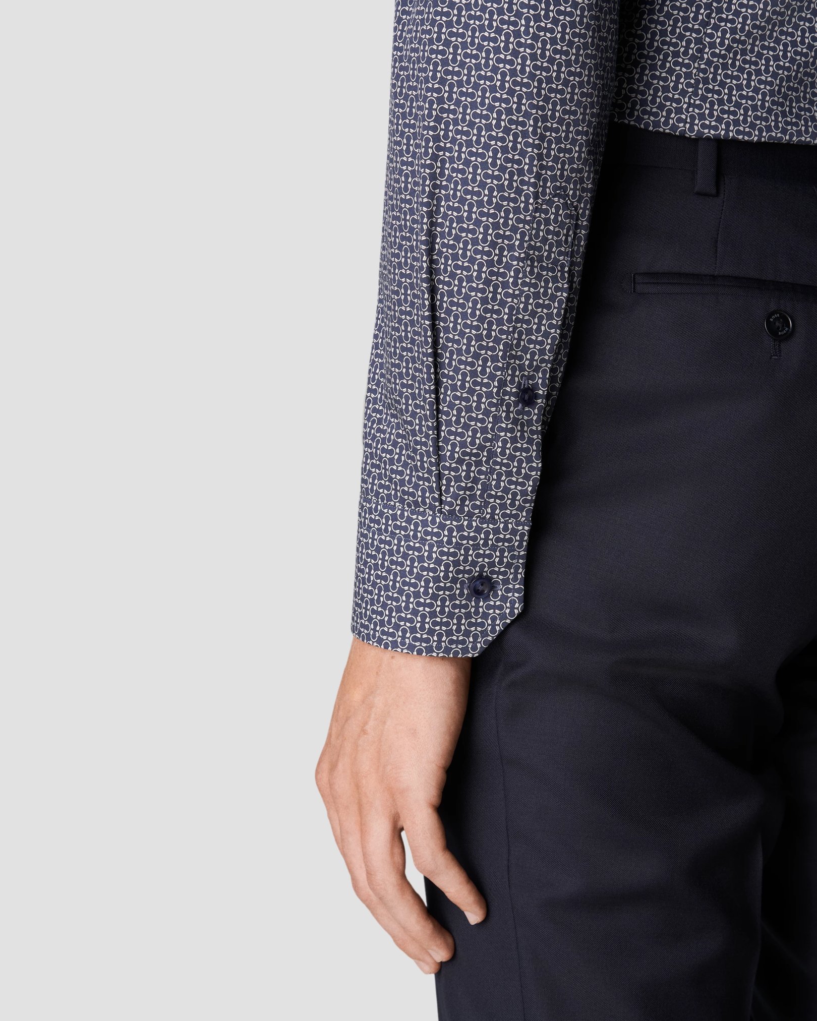 Eton - navy blue signature twill print