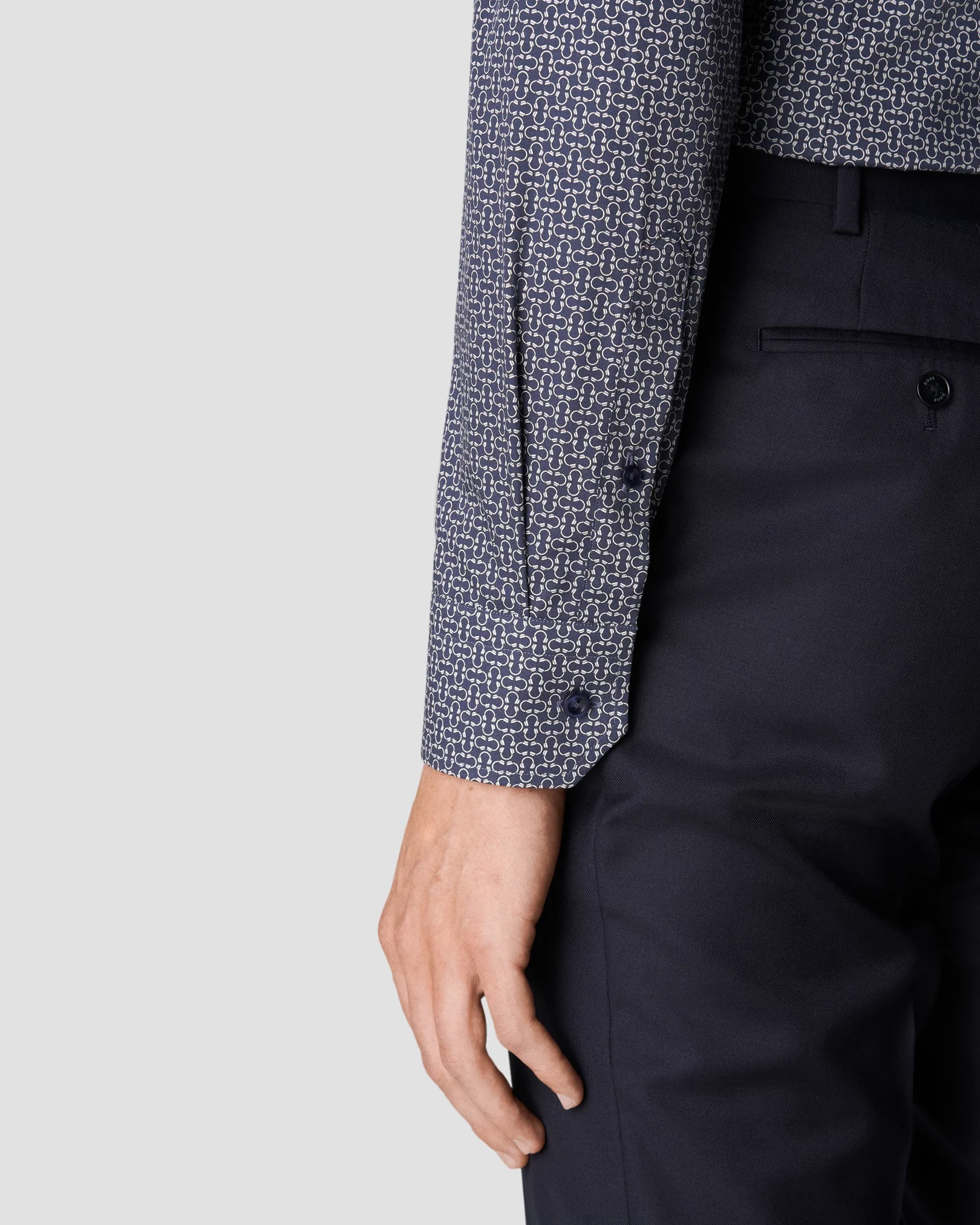 Eton - navy blue signature twill print