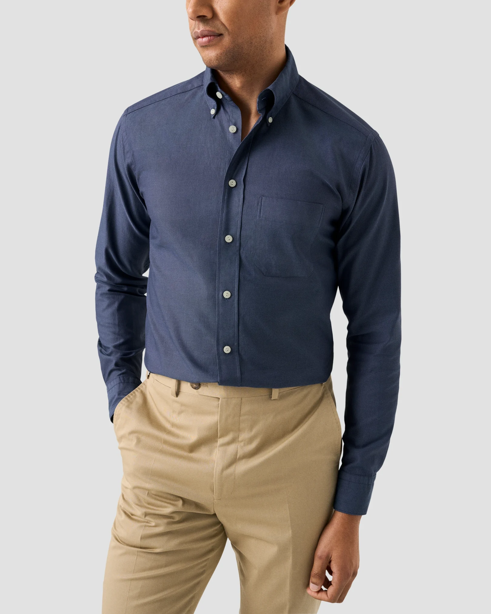 Eton - solid royal oxford shirt navy blue