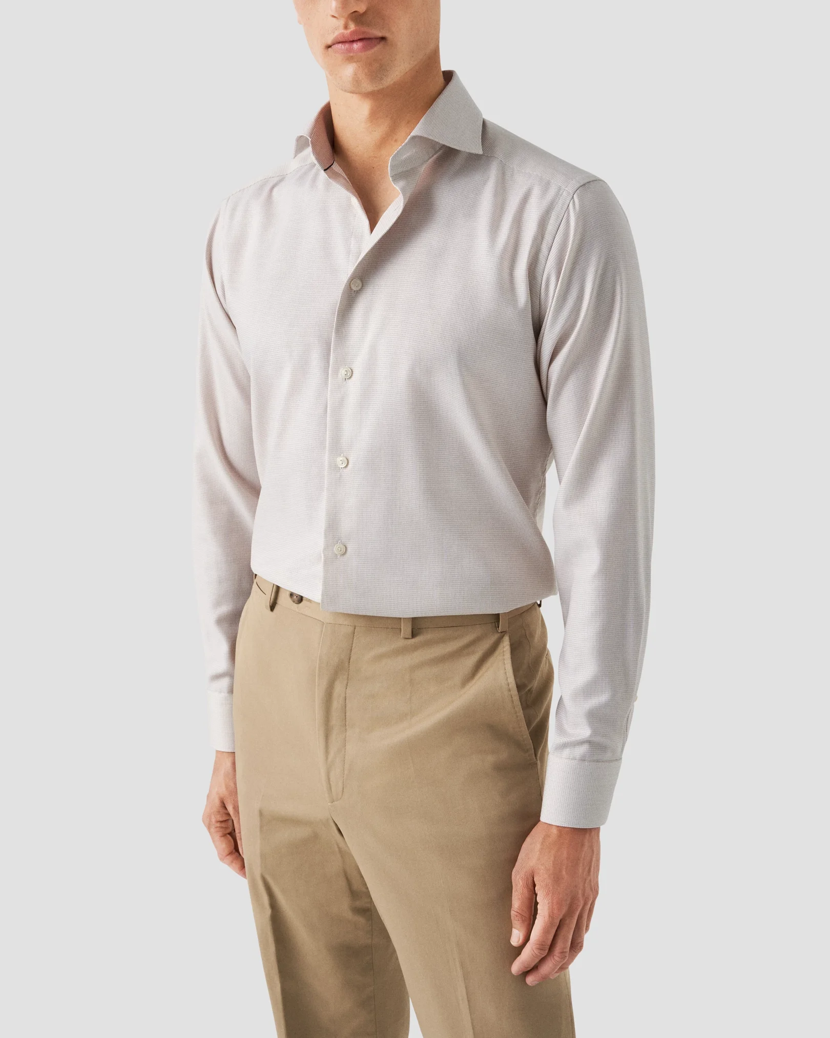 Eton - beige fine twill wide spread