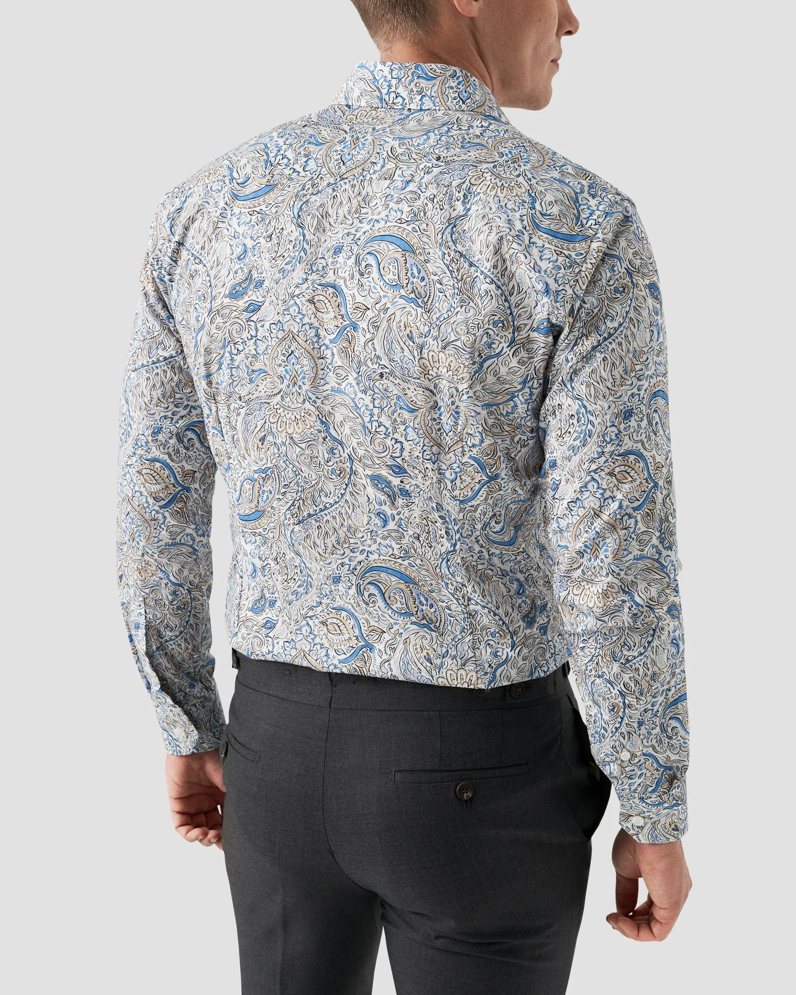 Eton - mid blue paisley fine twill