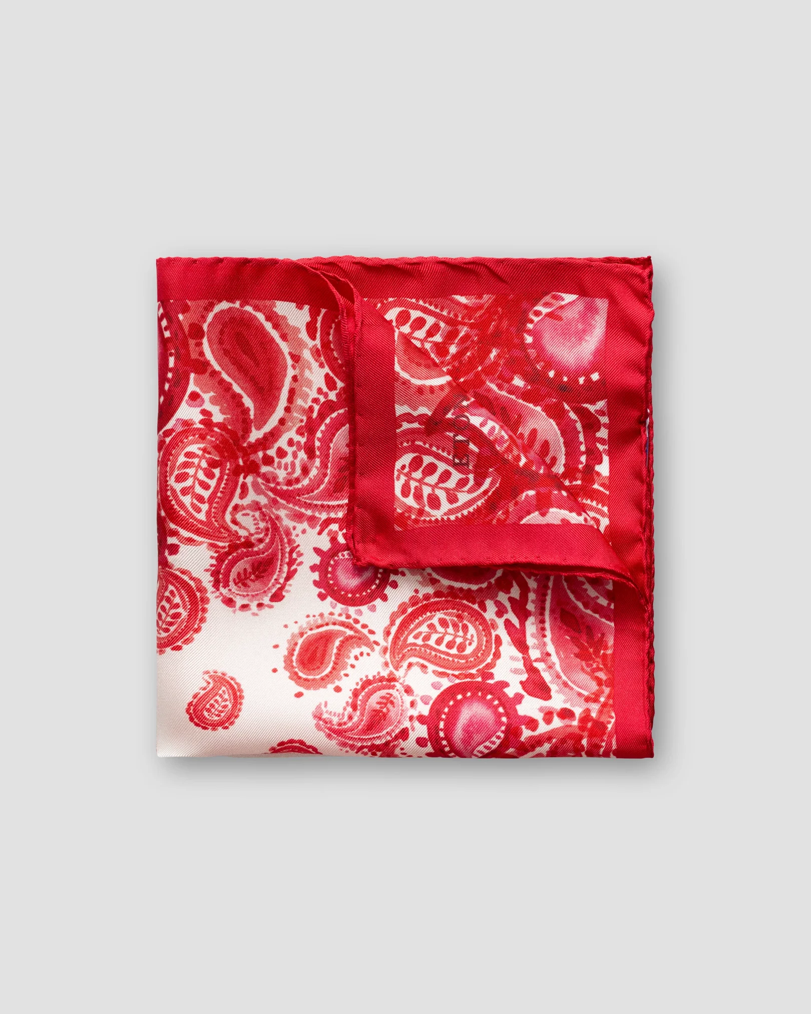 Eton - red watercolour paisley pocket square