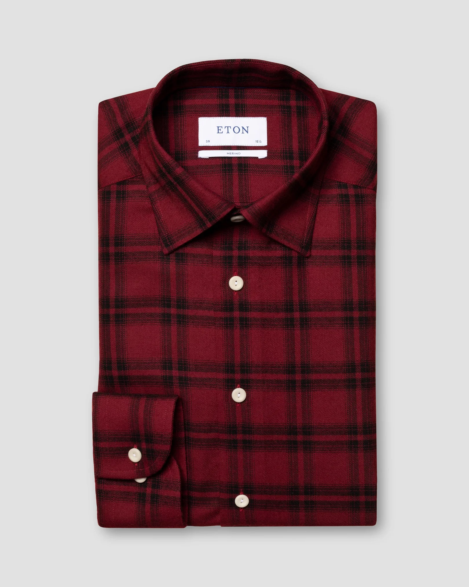 Eton - red brushed merino wool shirt