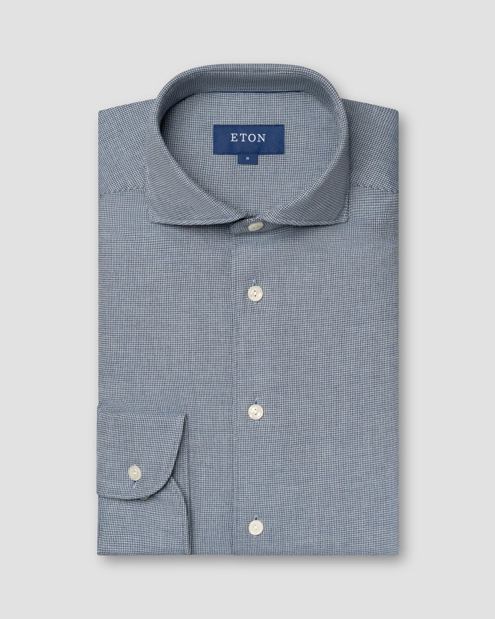 Eton - mid blue flannel widespread collar