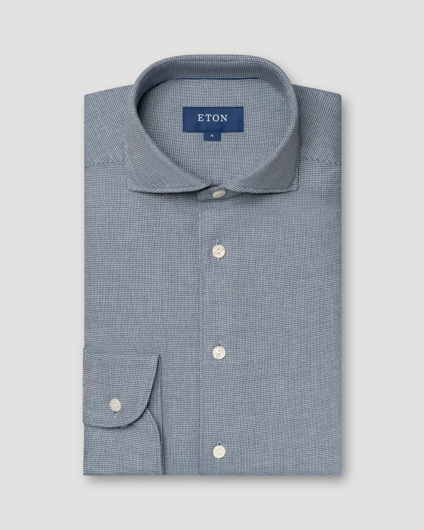 Eton - mid blue flannel widespread collar