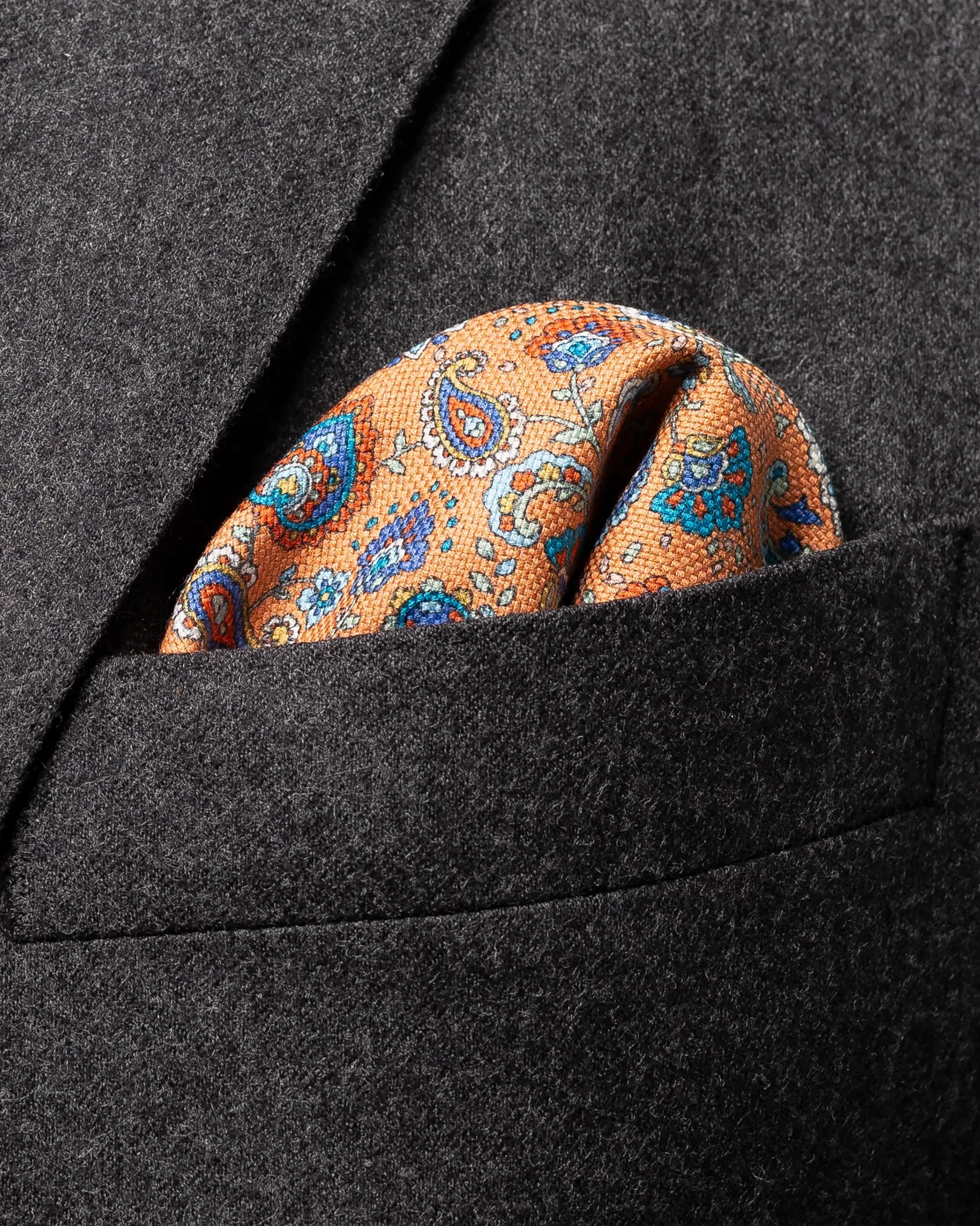 Eton - orange micro print cotton pocket square