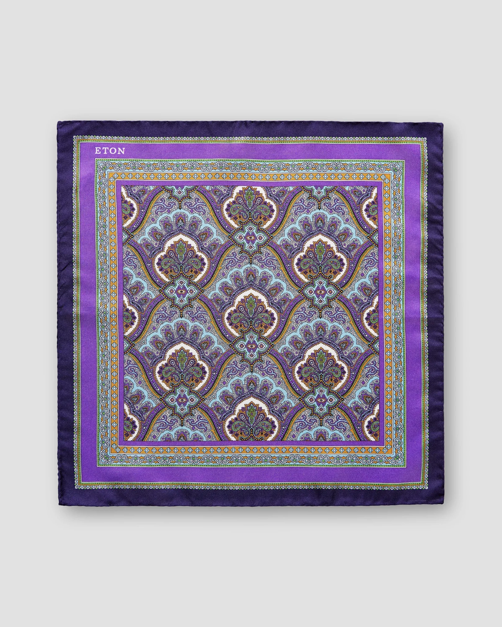 Eton - purple paisley print pocket square