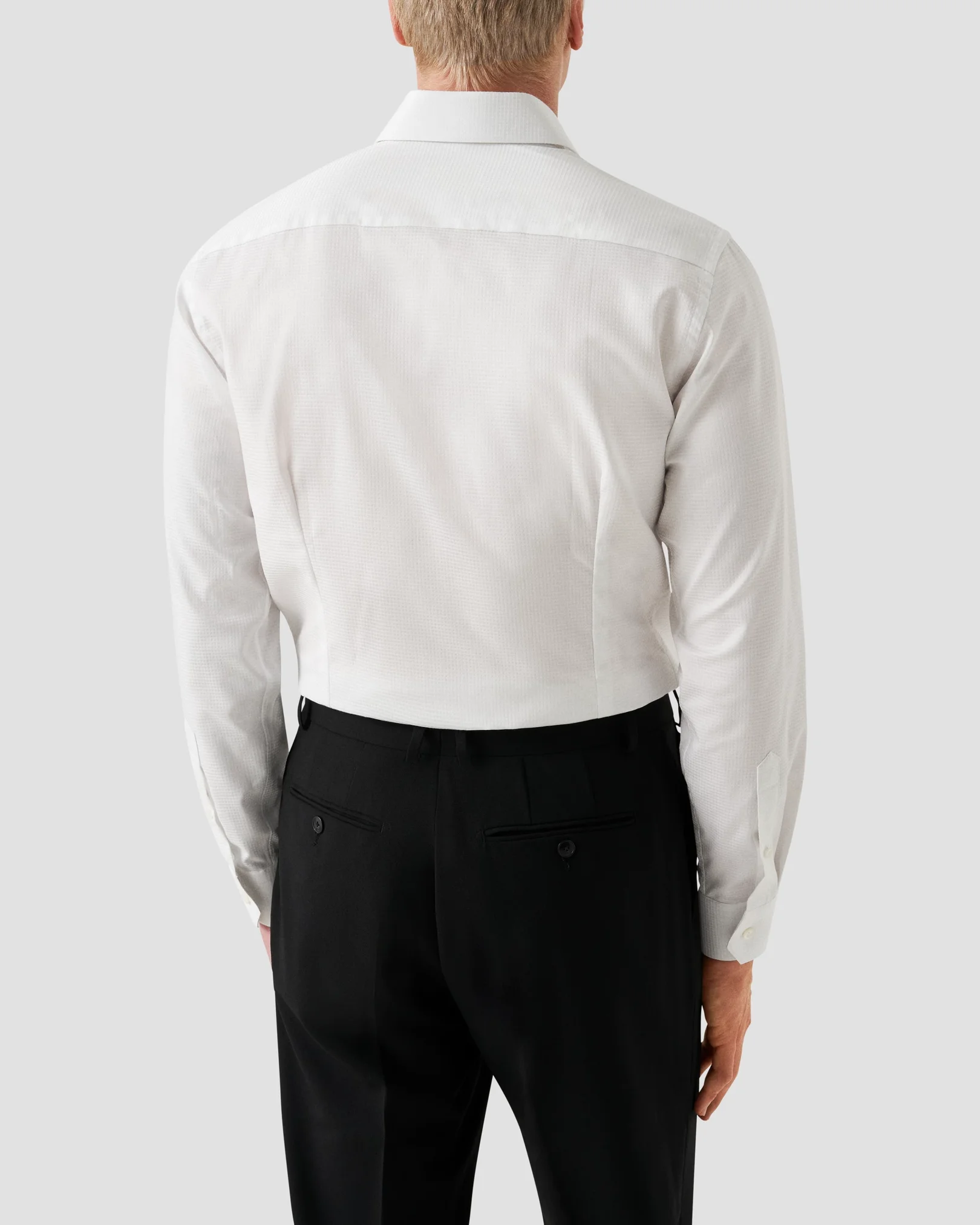 Eton - white polka dot elevated pique shirt