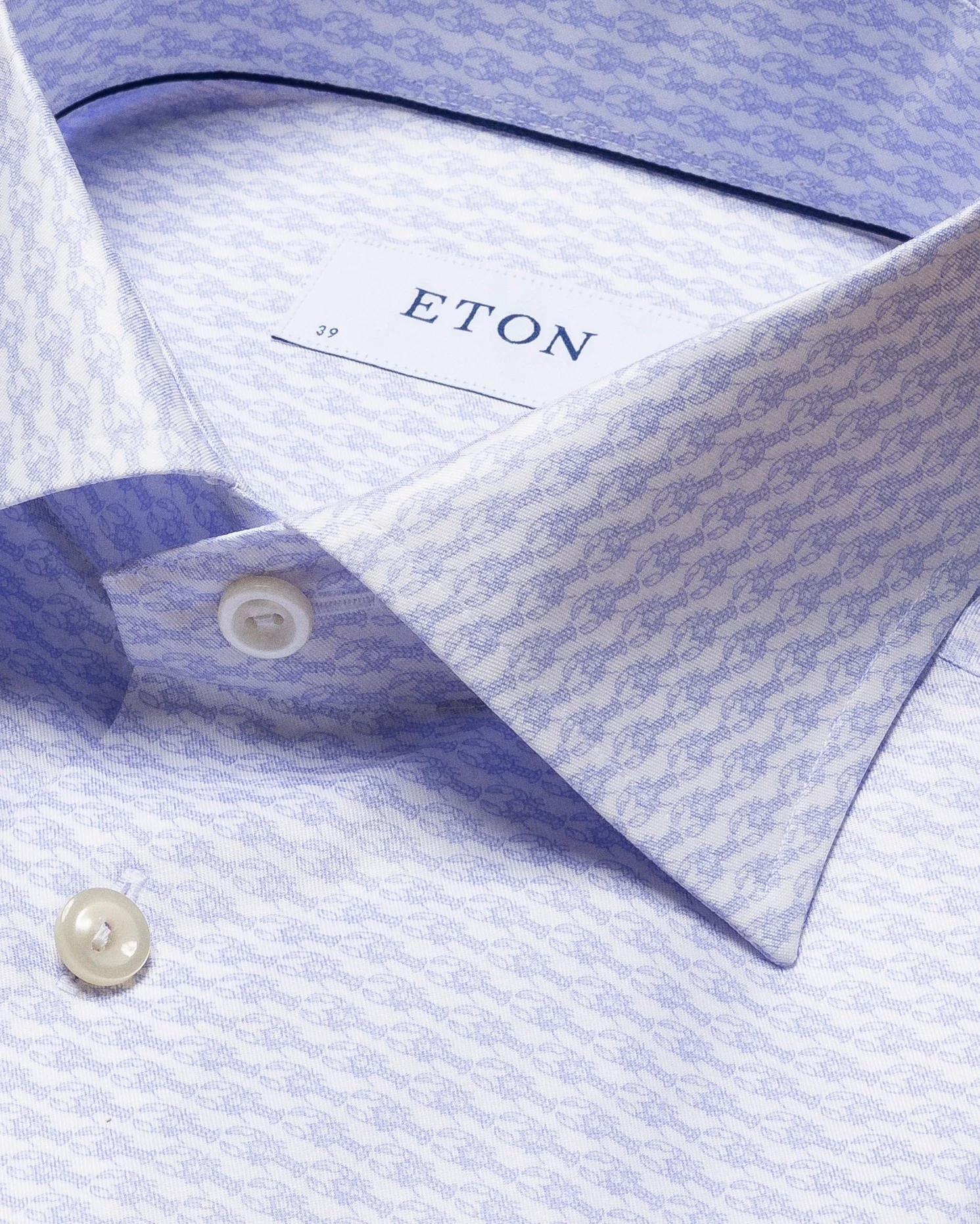 Eton - blue crayfish print signature twill shirt short sleeve