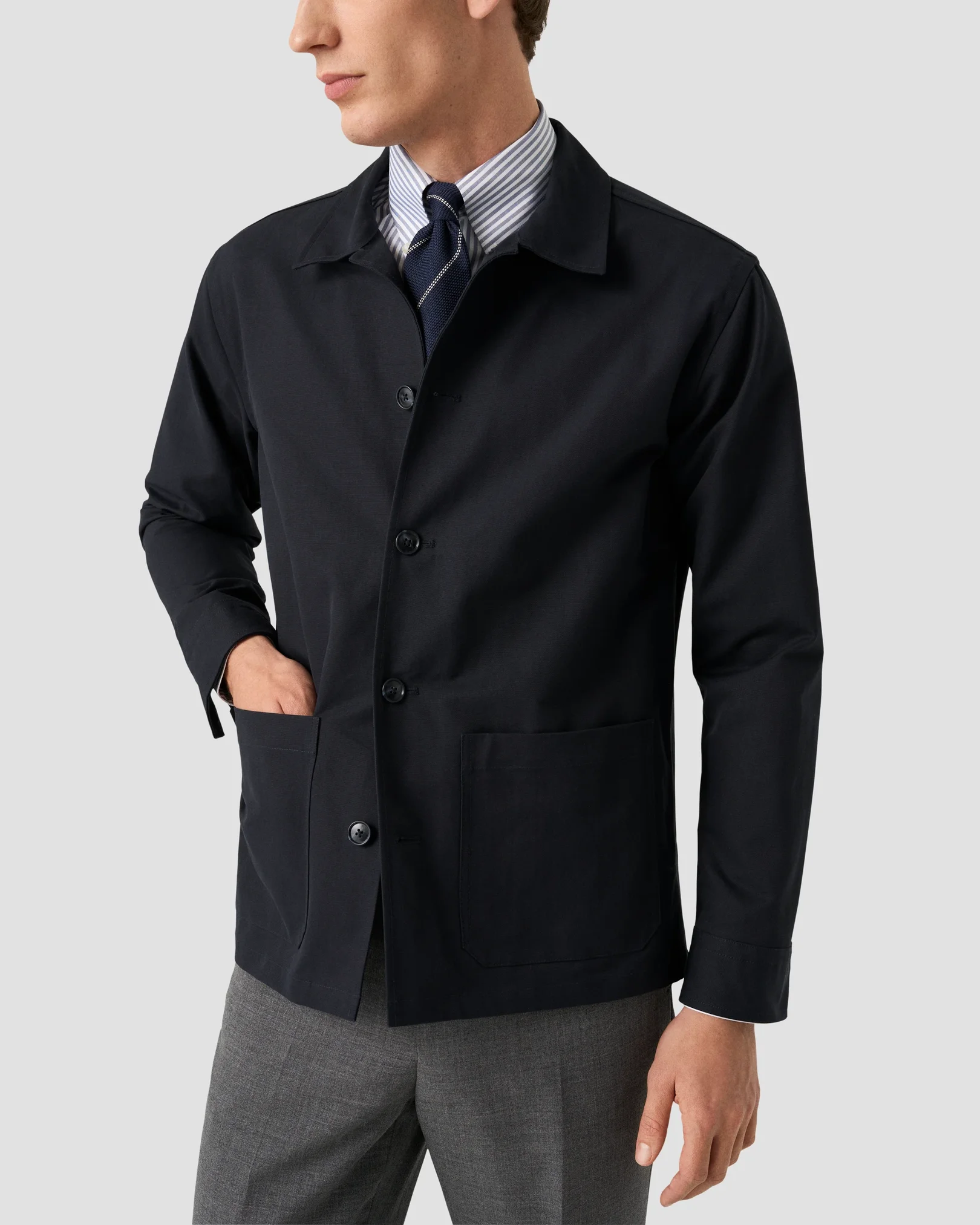 Eton - navy blue canvas overshirt