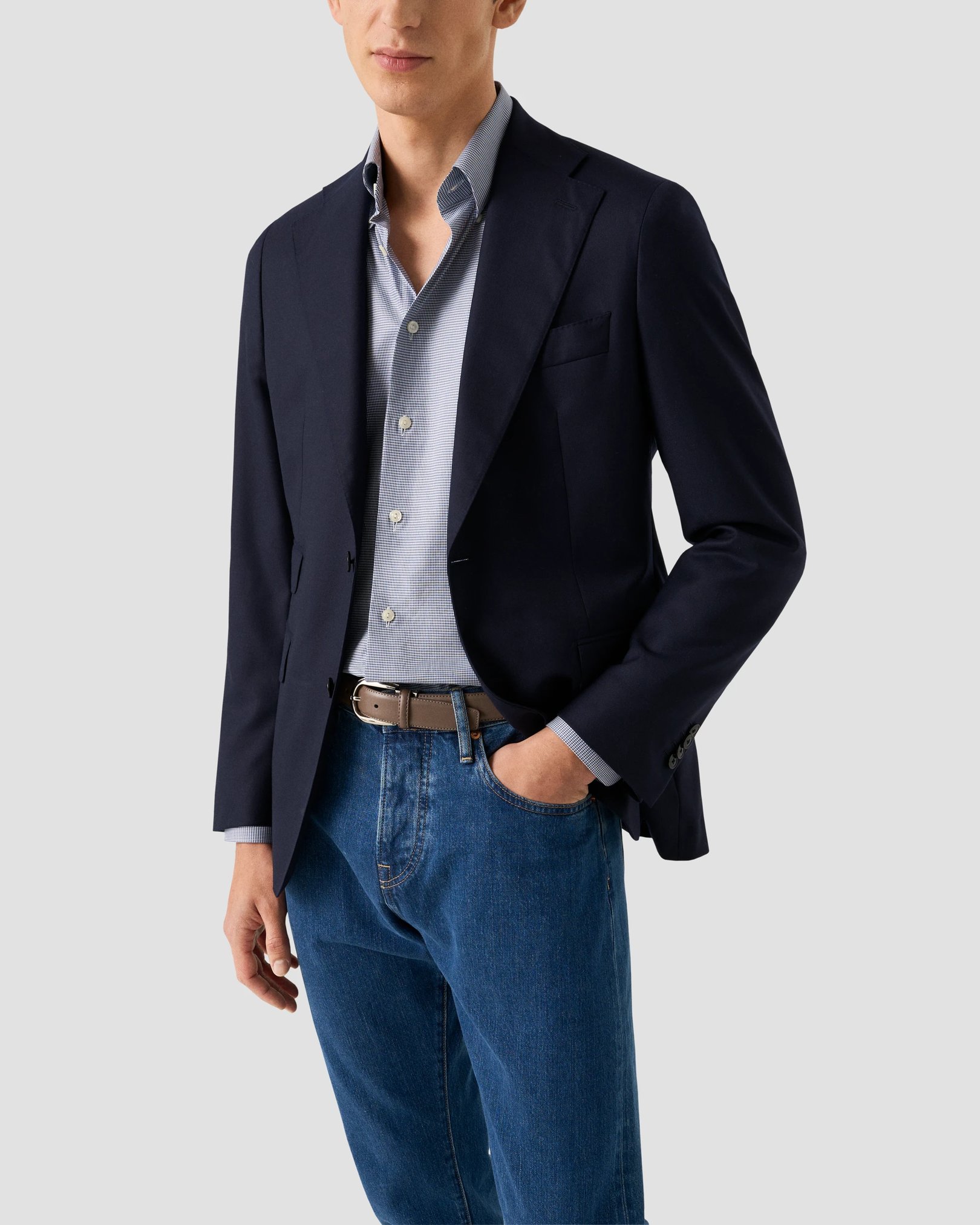 Eton - navy blue check signature oxfordshirt