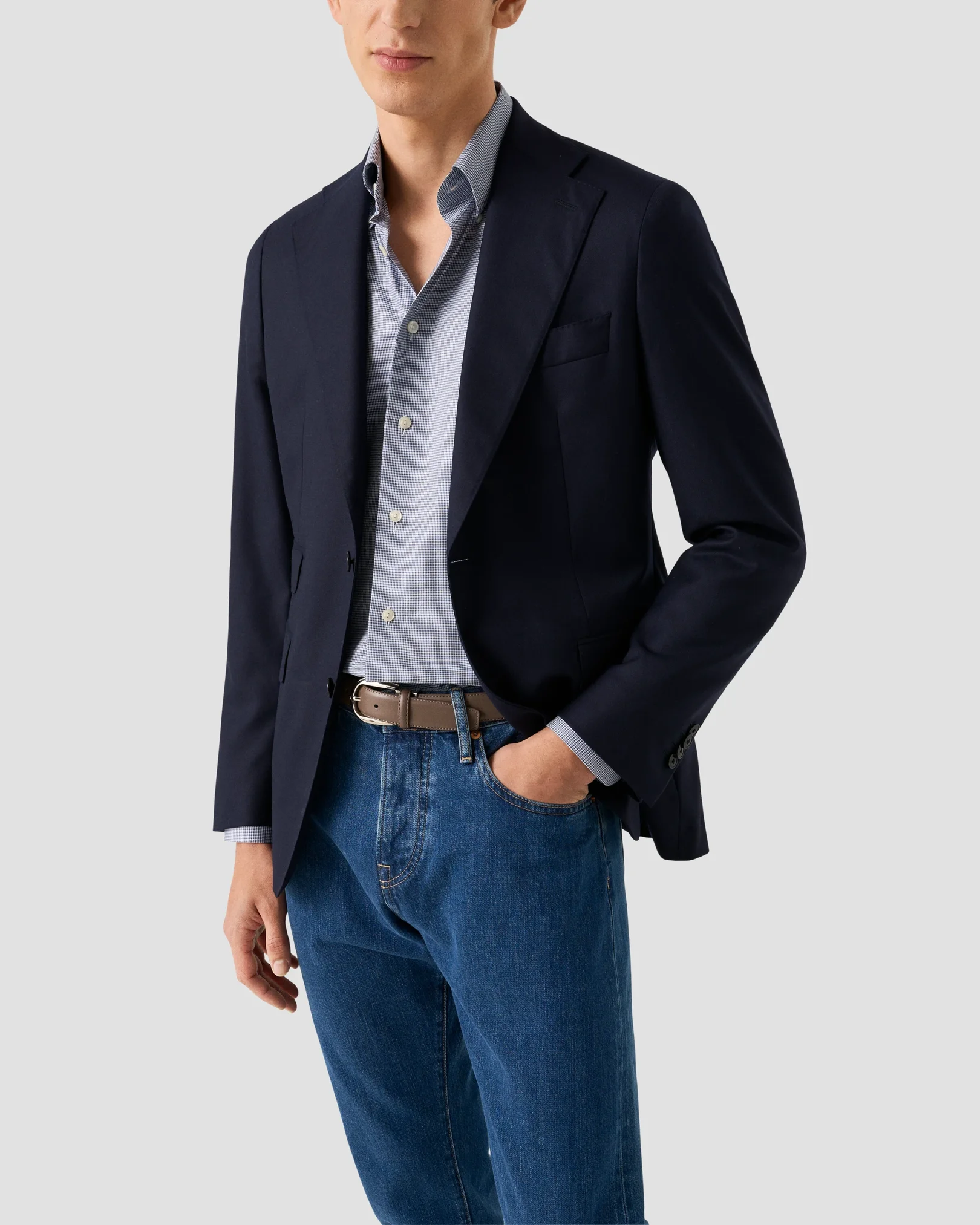 Eton - navy blue check signature oxfordshirt