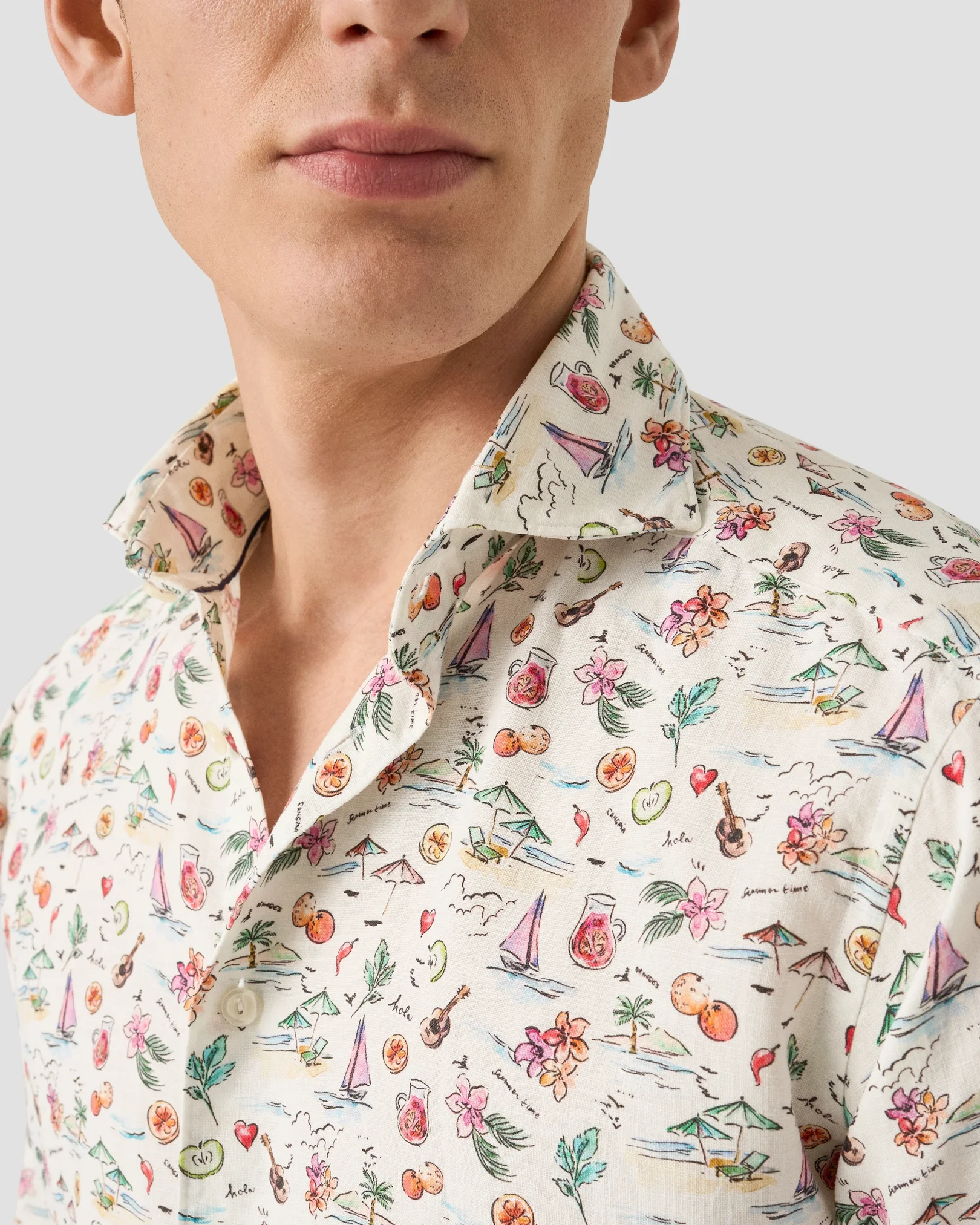 Eton - Motif Print Linen Shirt
