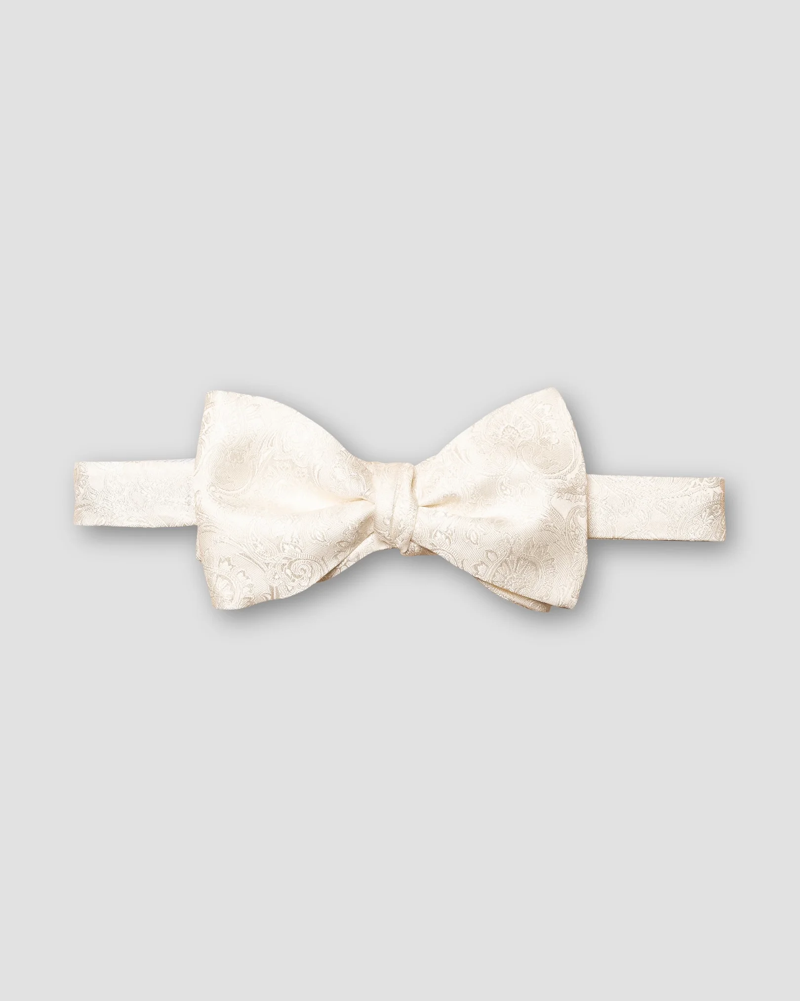 Eton - White Paisley Print Silk Bow Tie - Ready Tied