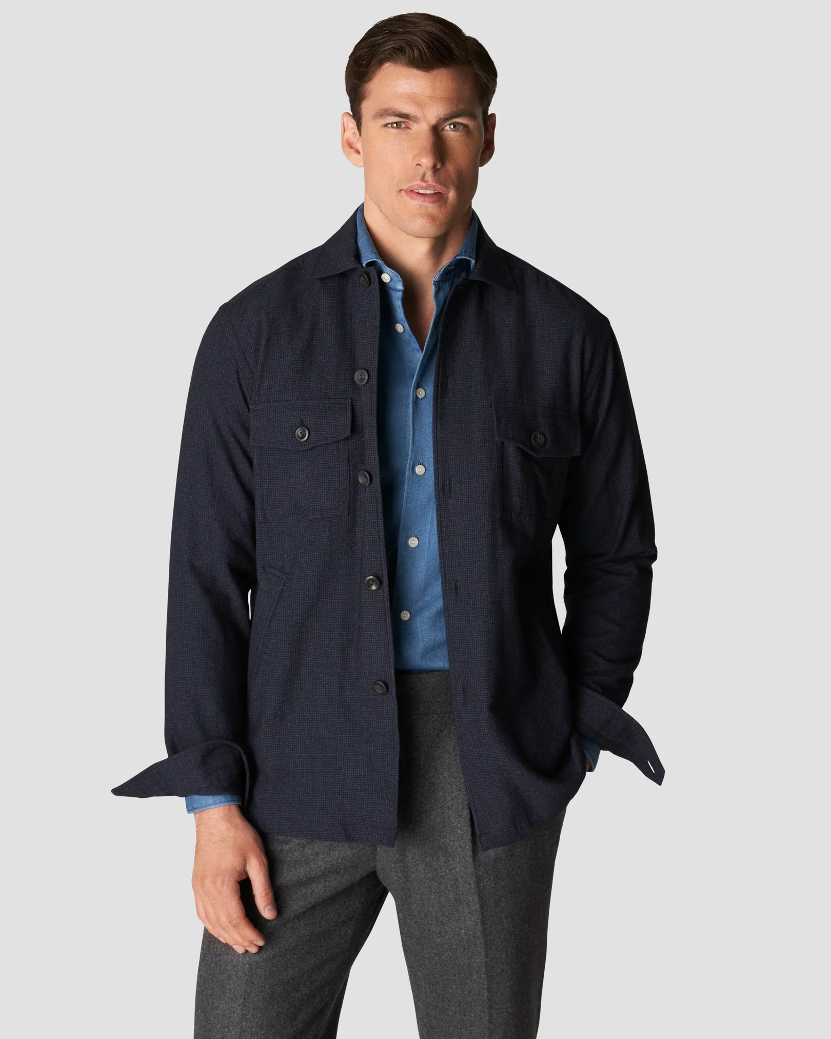 Eton - light satin indigo shirt