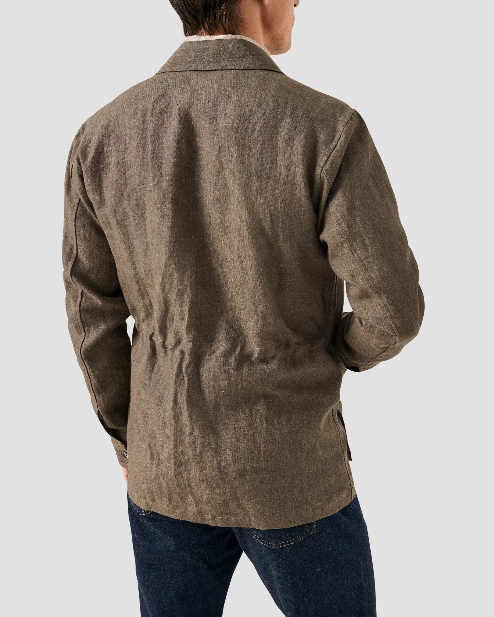 Eton - dark green turndown collar overshirt