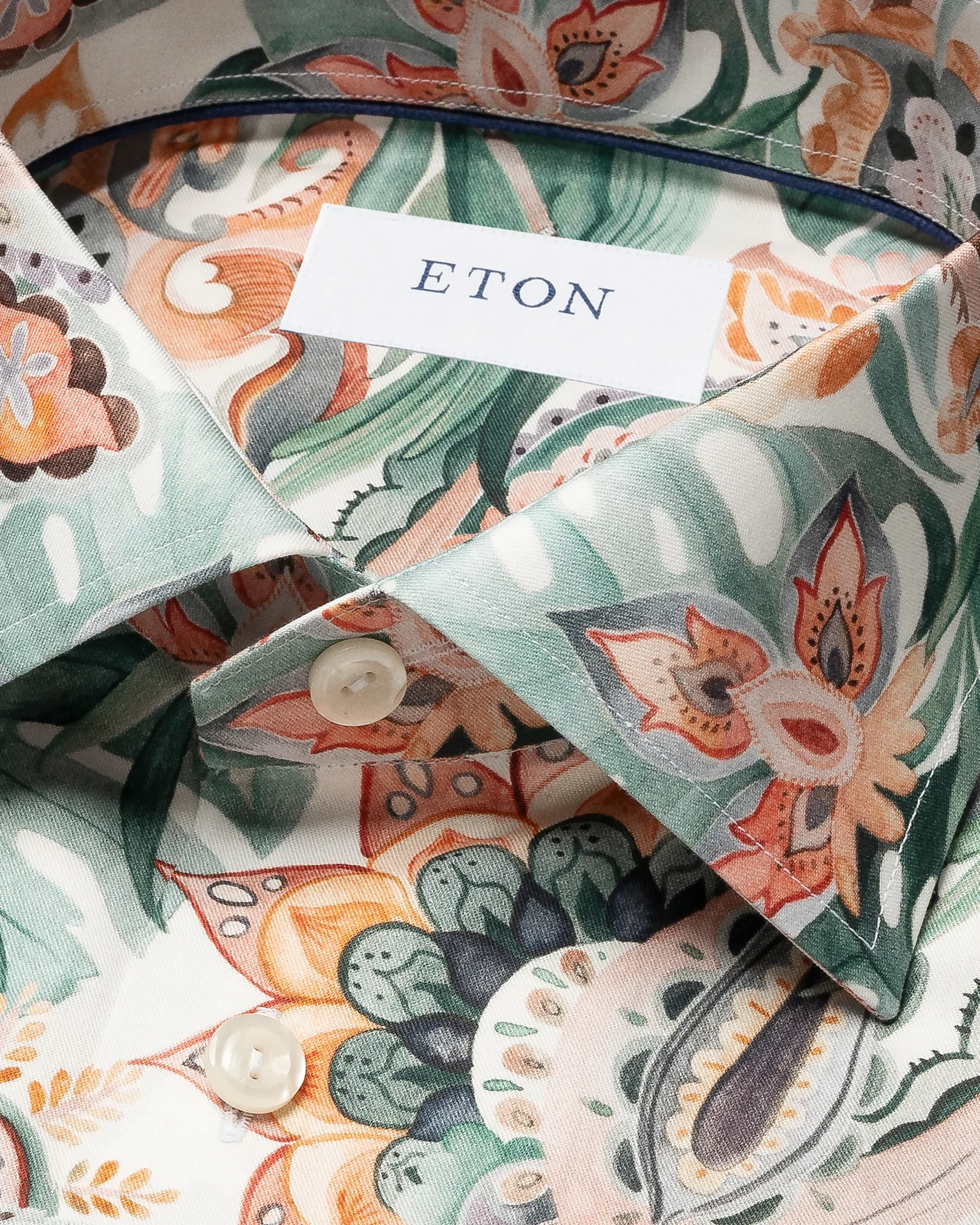 Eton - multi parrot motif signature twill shirt
