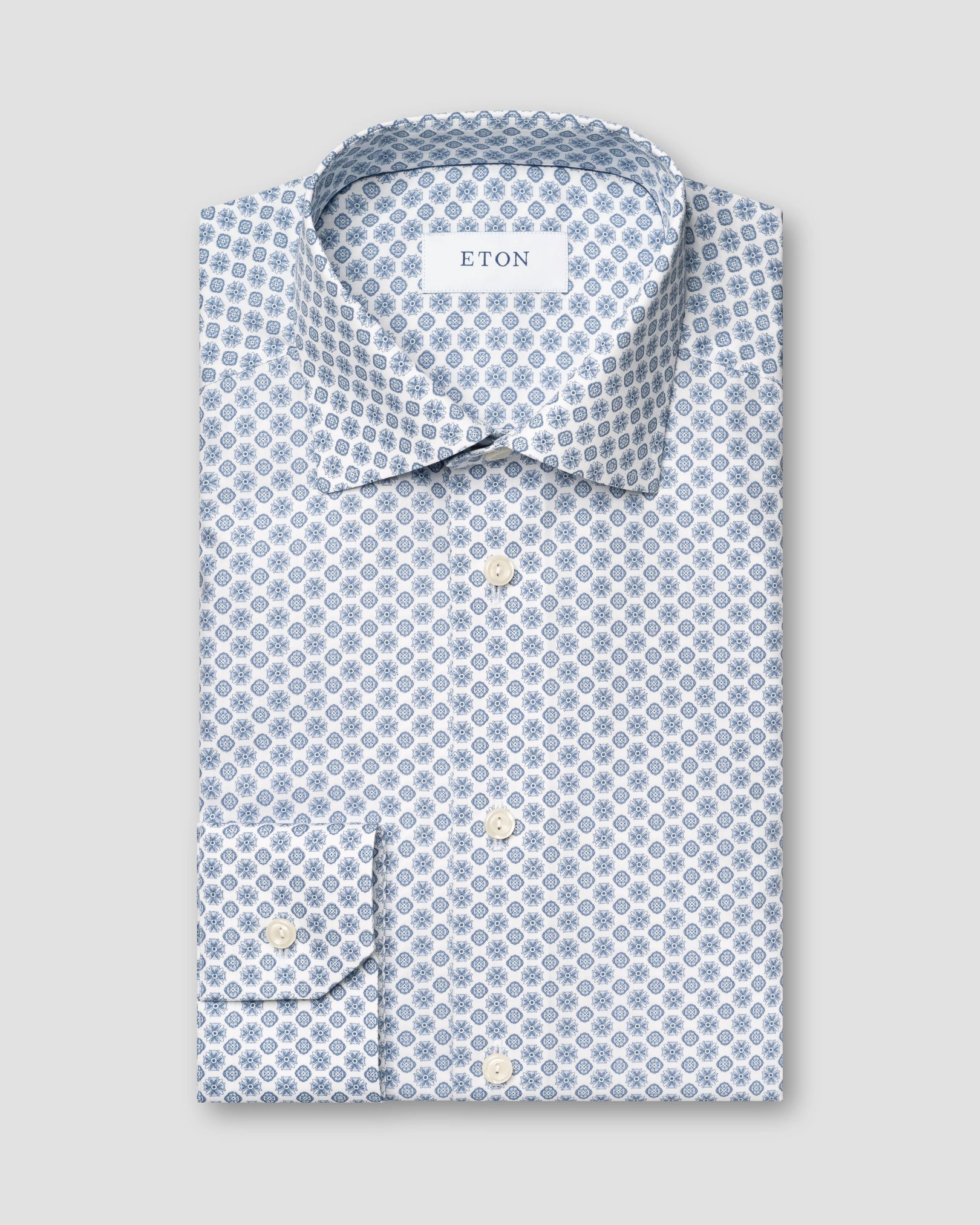Eton - dark blue geometric signature poplin shirt