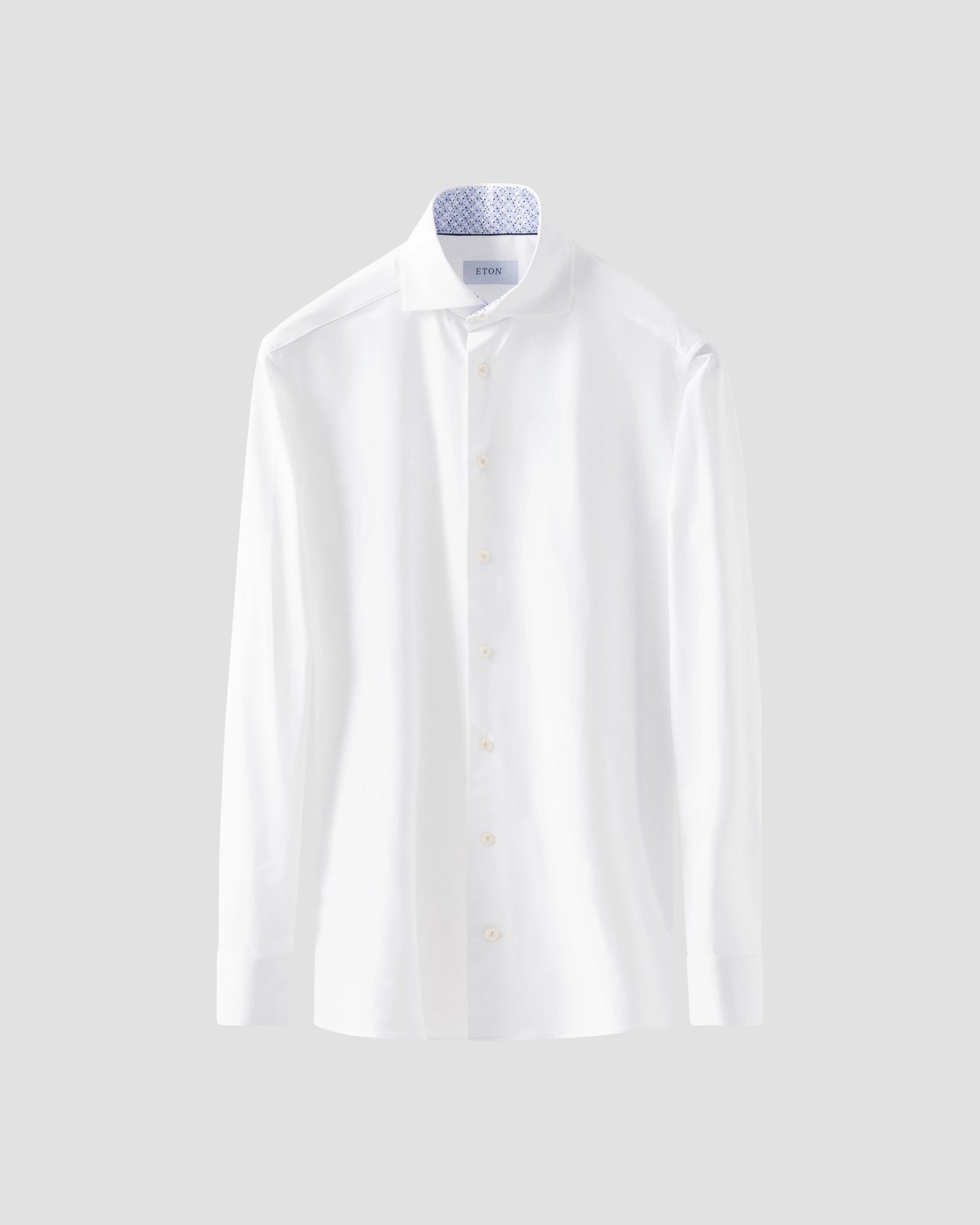 Eton - white four way stretch contrast collar